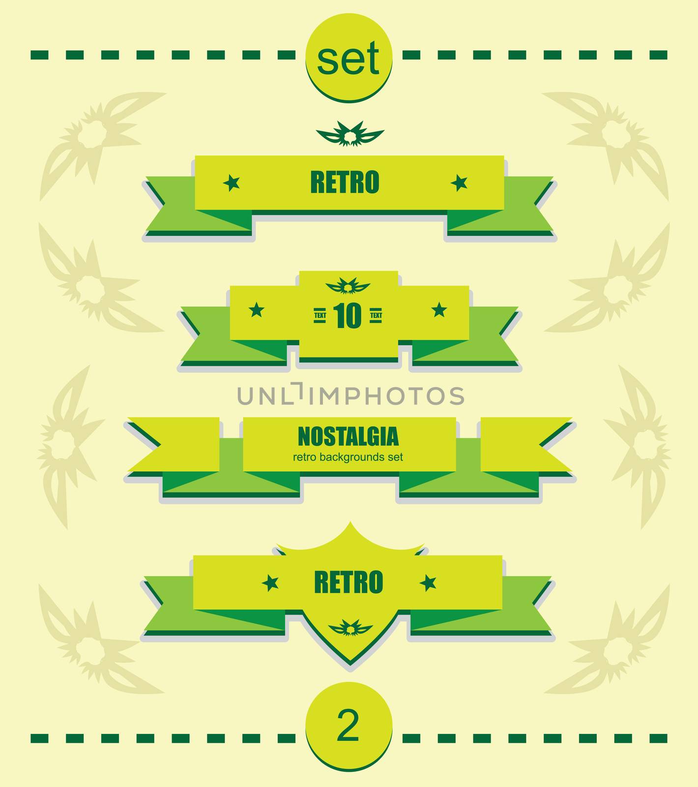 Retro syle ribbons vector set on background