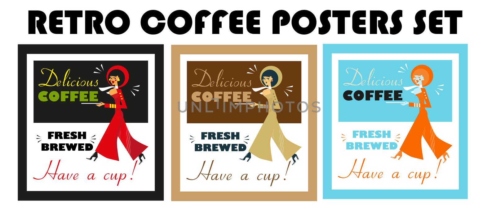 Vintage Food & Drink Poster Print Coffee Vintage sign - Fresh Br by tamaravector
