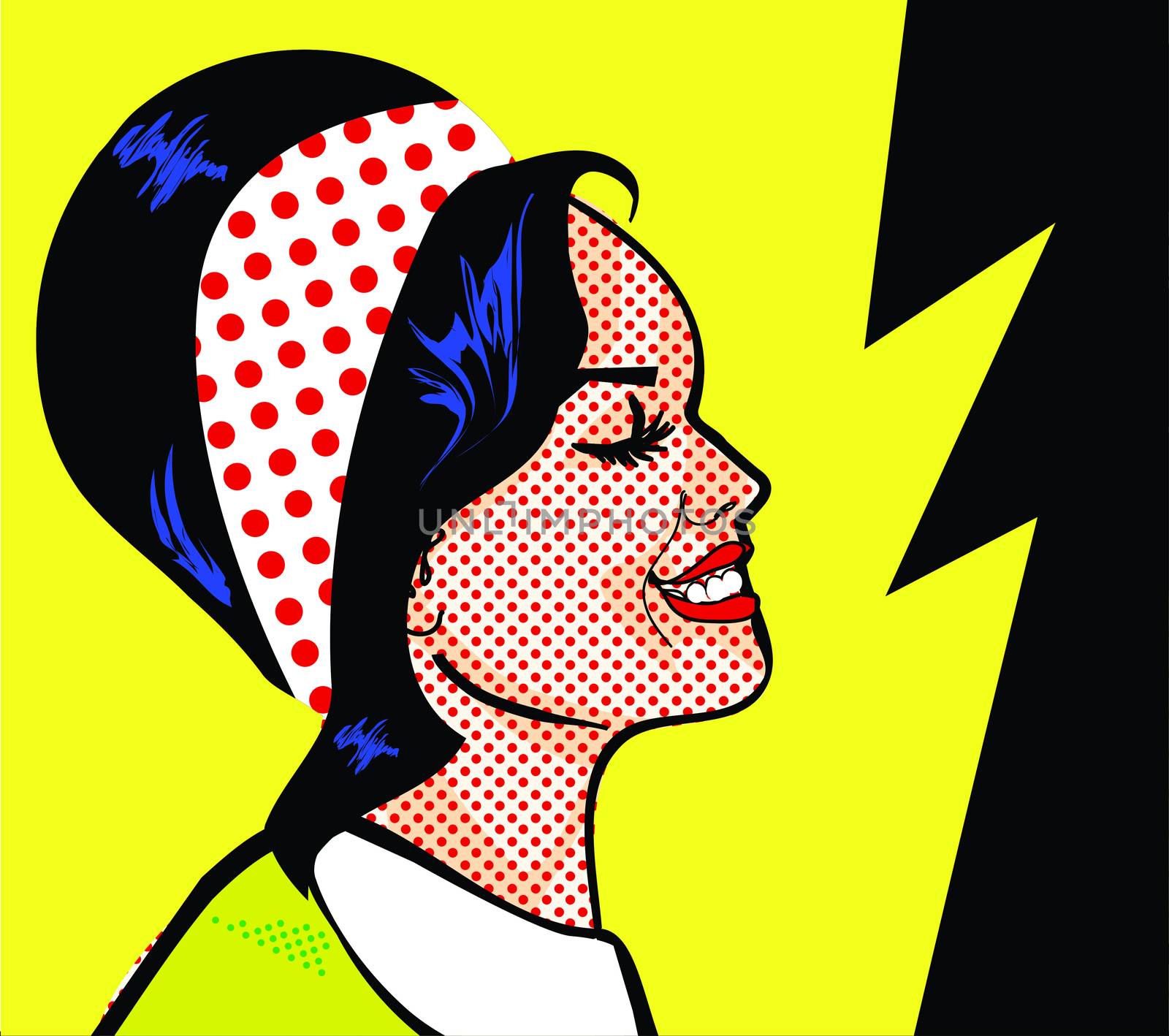 Retro Pop Art Woman happy and smile cry by tamaravector