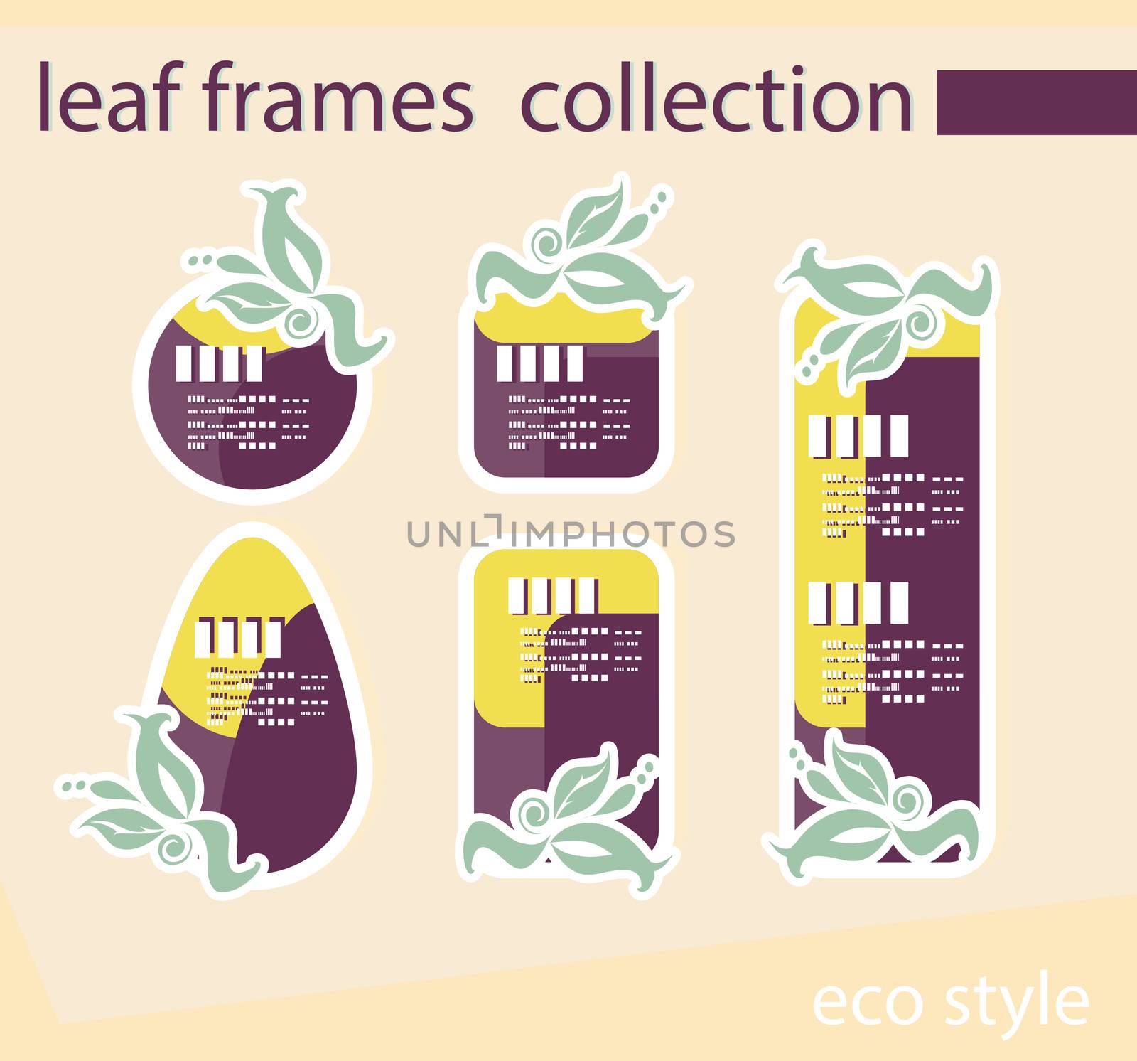 vector leaf frames,collection of labels and stickers by tamaravector