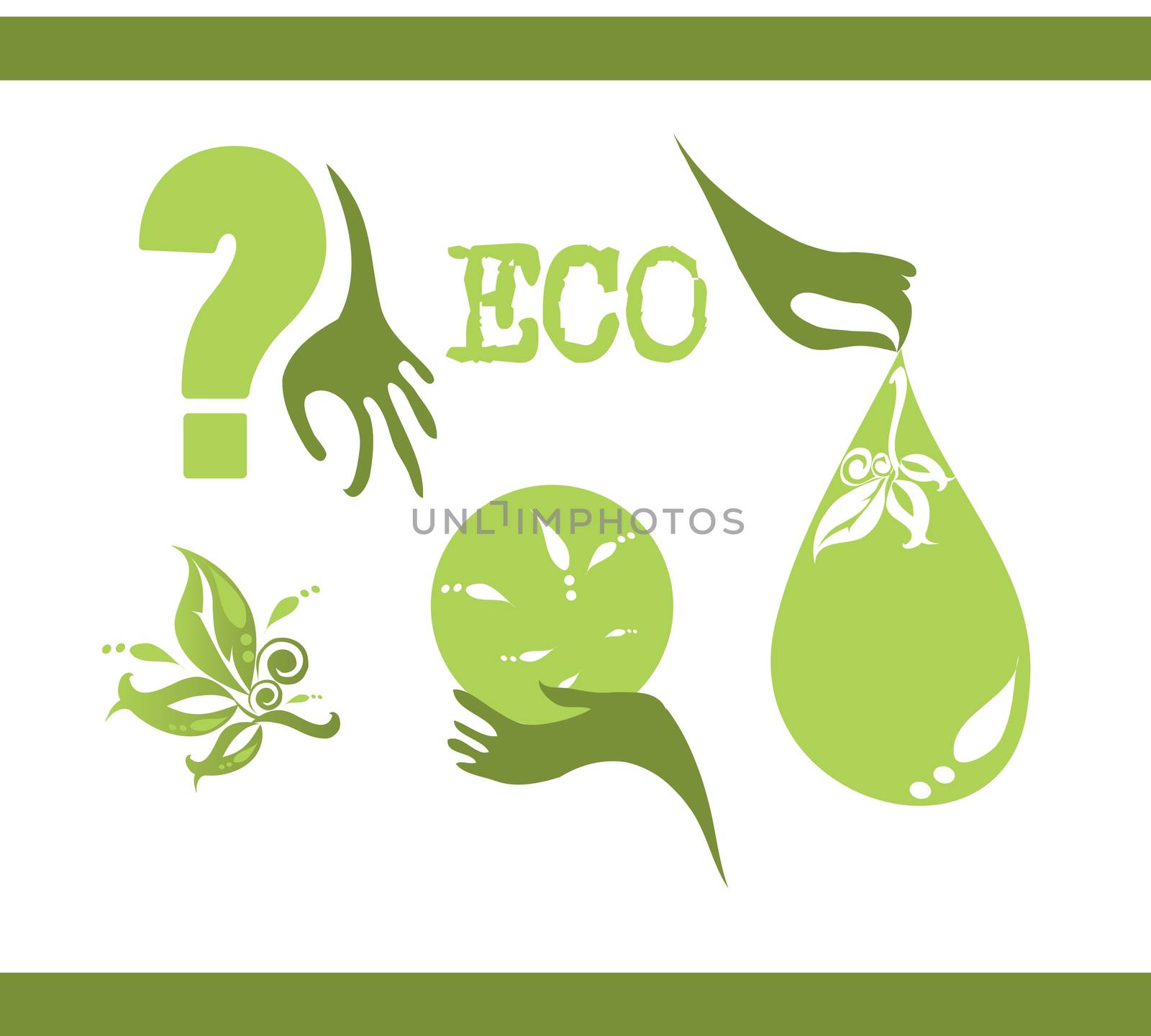 eco hands vector collection of ecological symbols and signs