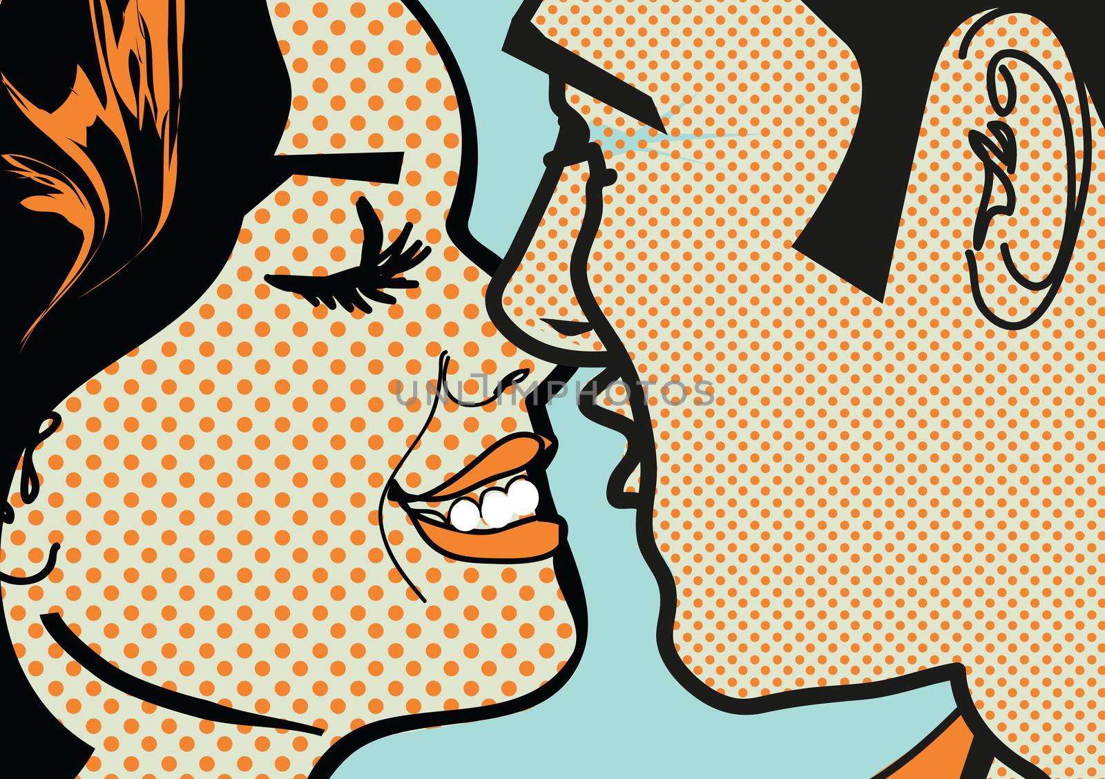 Retro Hot Pop Art KIssing Couple man and woman