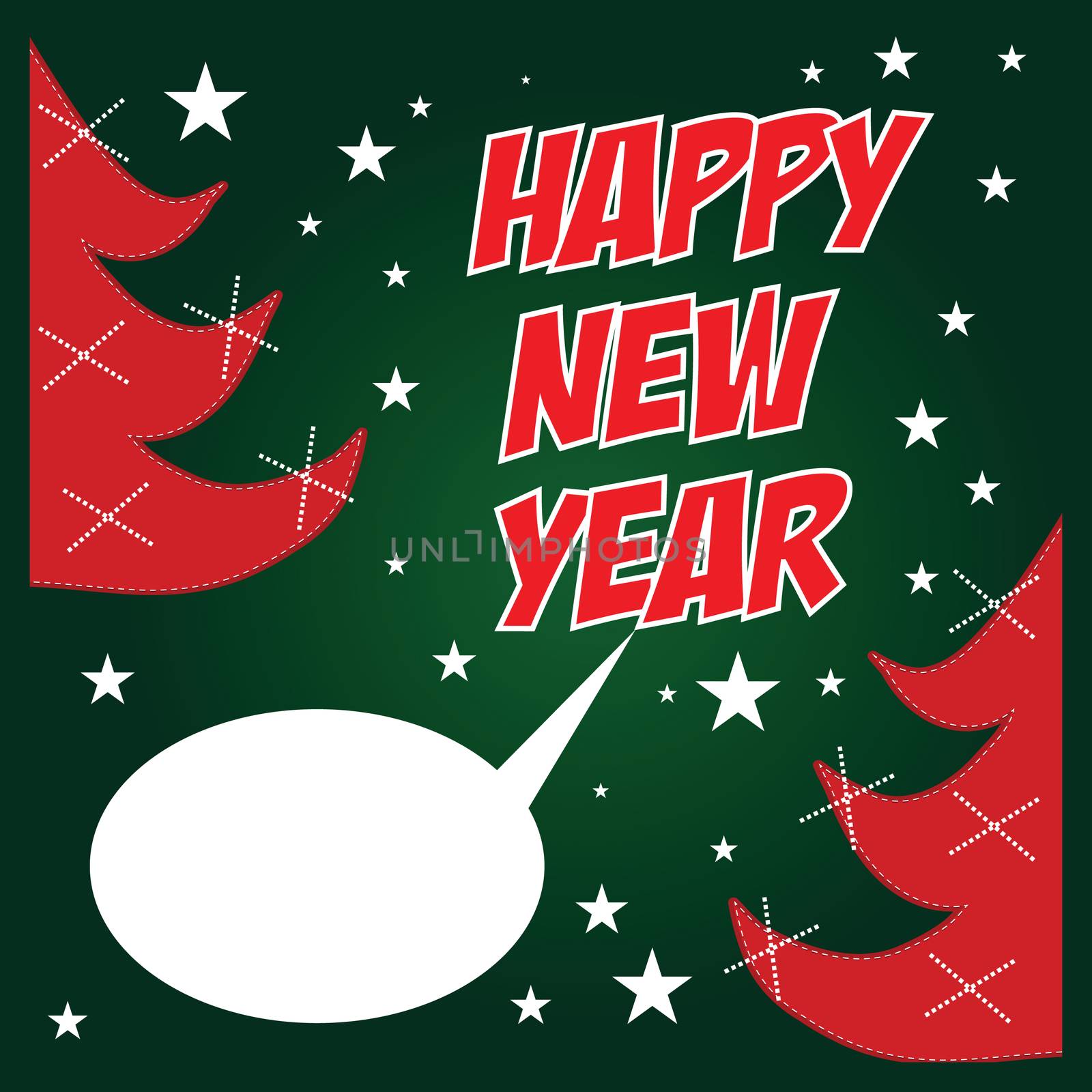 Happy New Year poster with text on chalkboard. Vector illustration