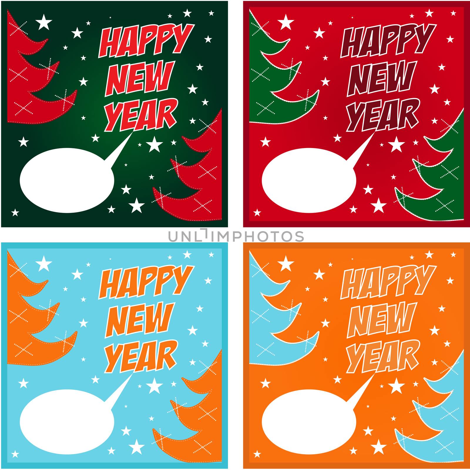 Happy New Year poster with text on chalkboard. Vector illustration