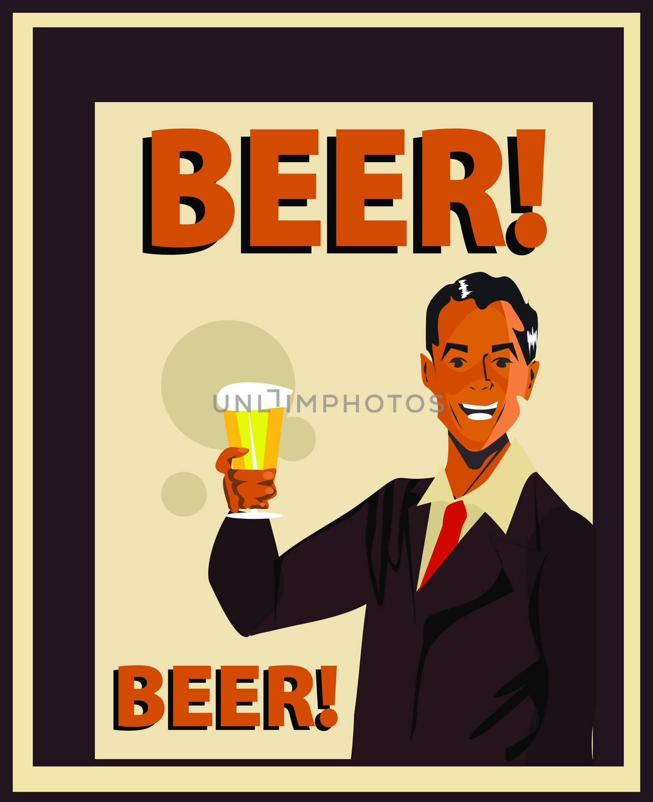 Man With Beer Retro Card Poster by tamaravector