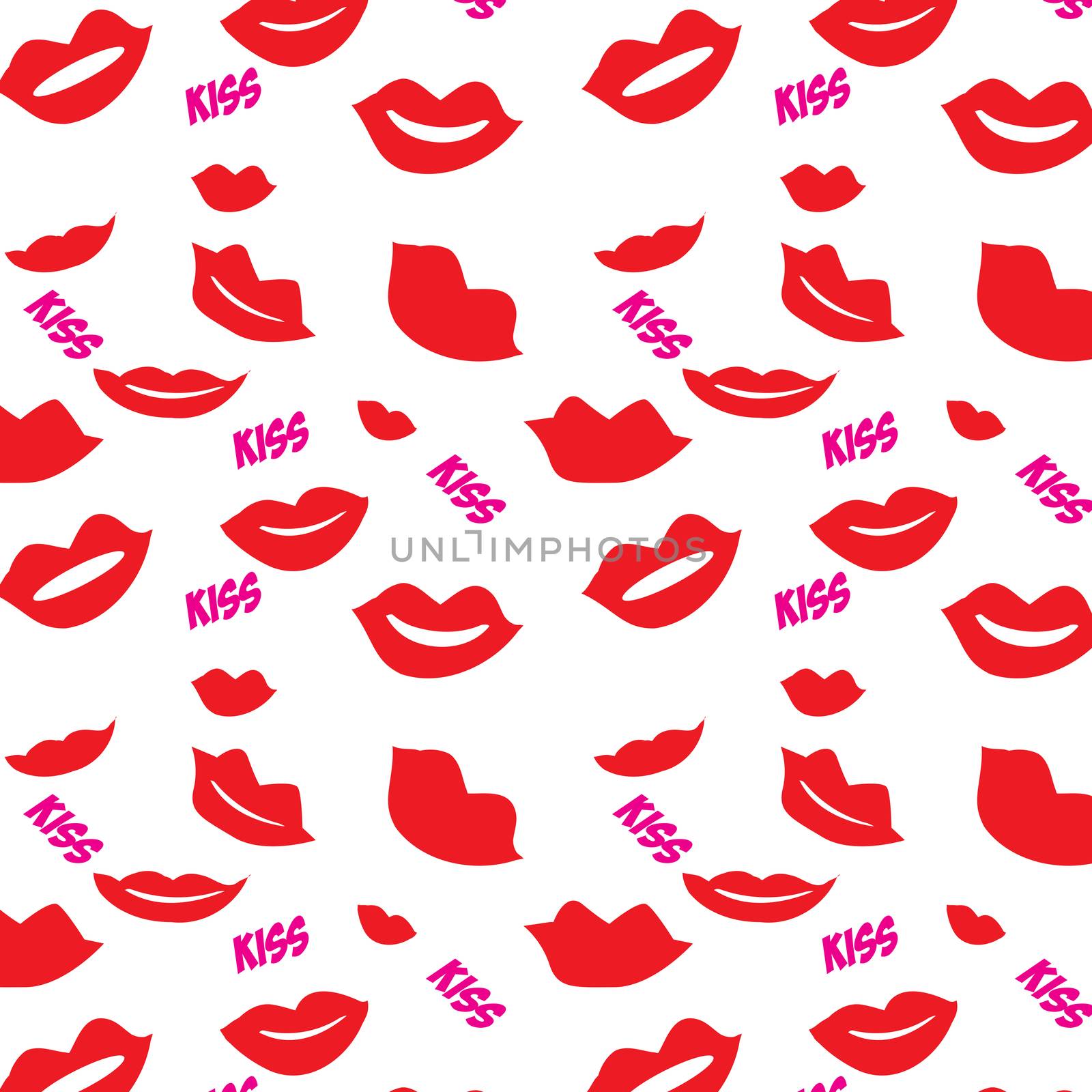 Kiss seamless background. lips prints