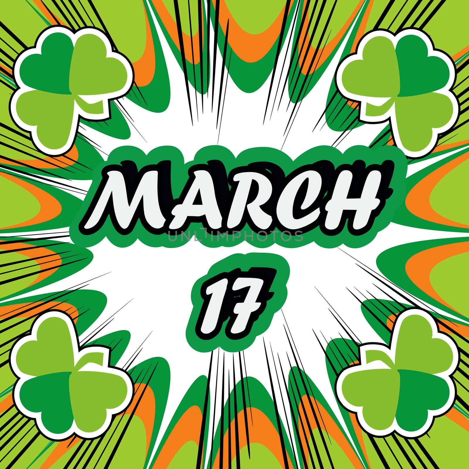 Happy St Patricks Day Design Elements pop art background by tamaravector