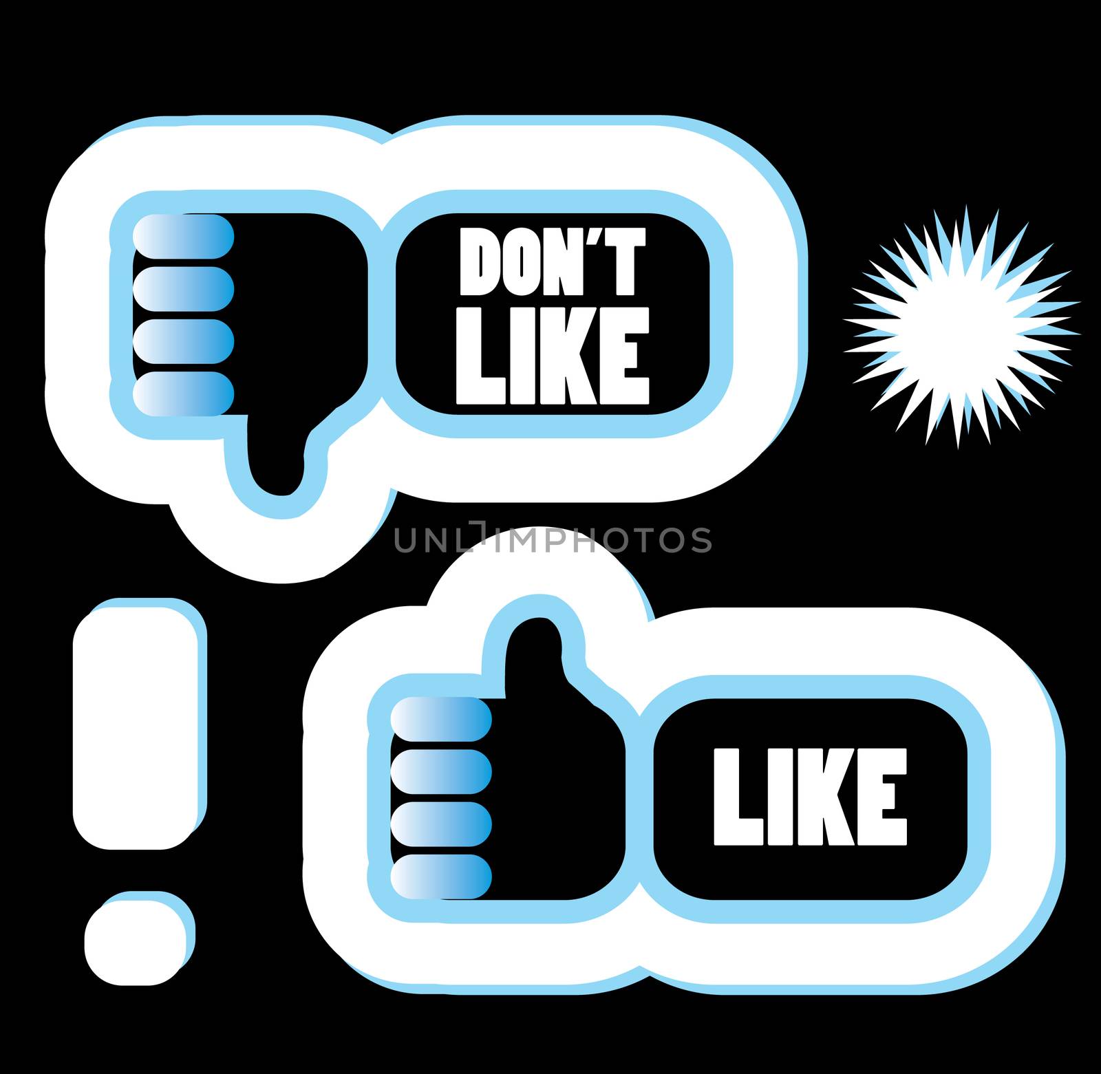 Icons illustration hand with thumb up and thumb down, sticker style, vector illustration