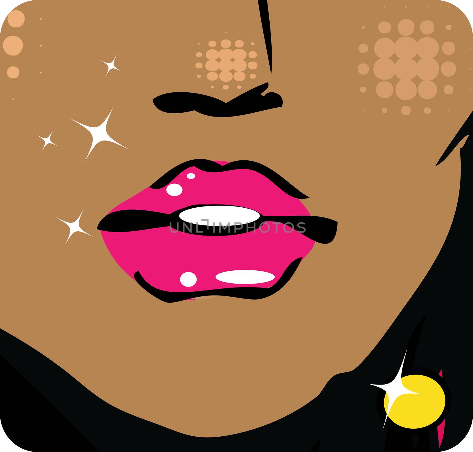illustration Close-up of woman lips with glossy lipstick icon emblem symbol
