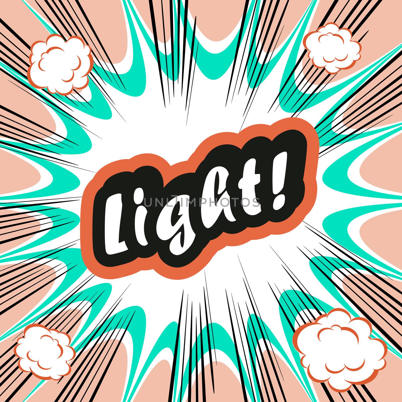 Comic book background Light! concept or conceptual cute Light text on pop art background for your designs or presentations