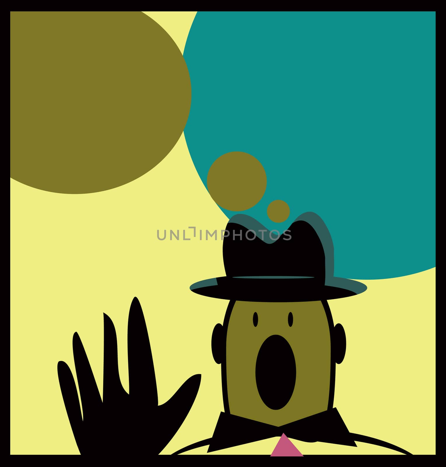 Retro man in hat cry Business man poster with text space simple background