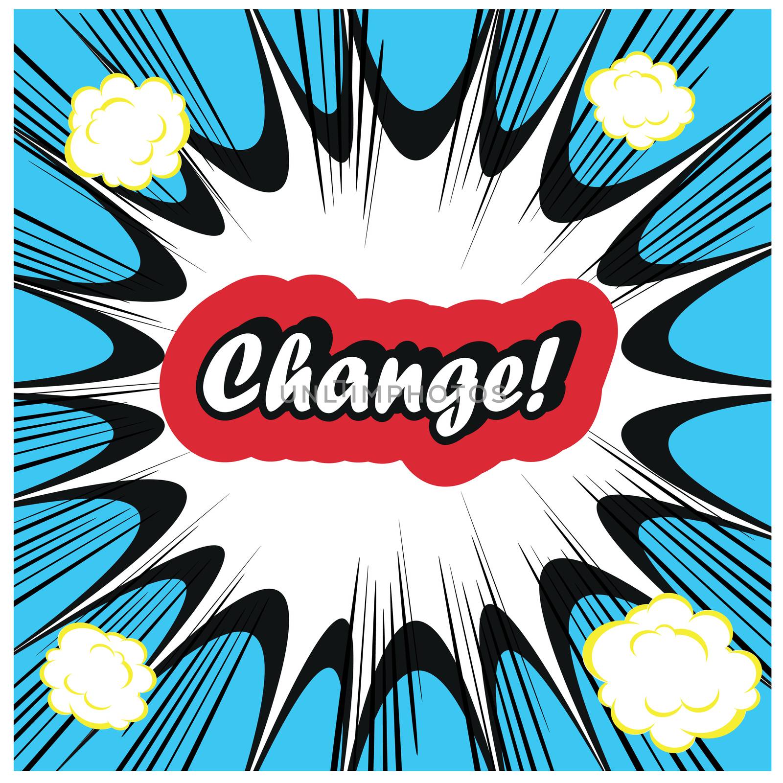 Change - management concept  word on retro pop art boom backgrou by tamaravector