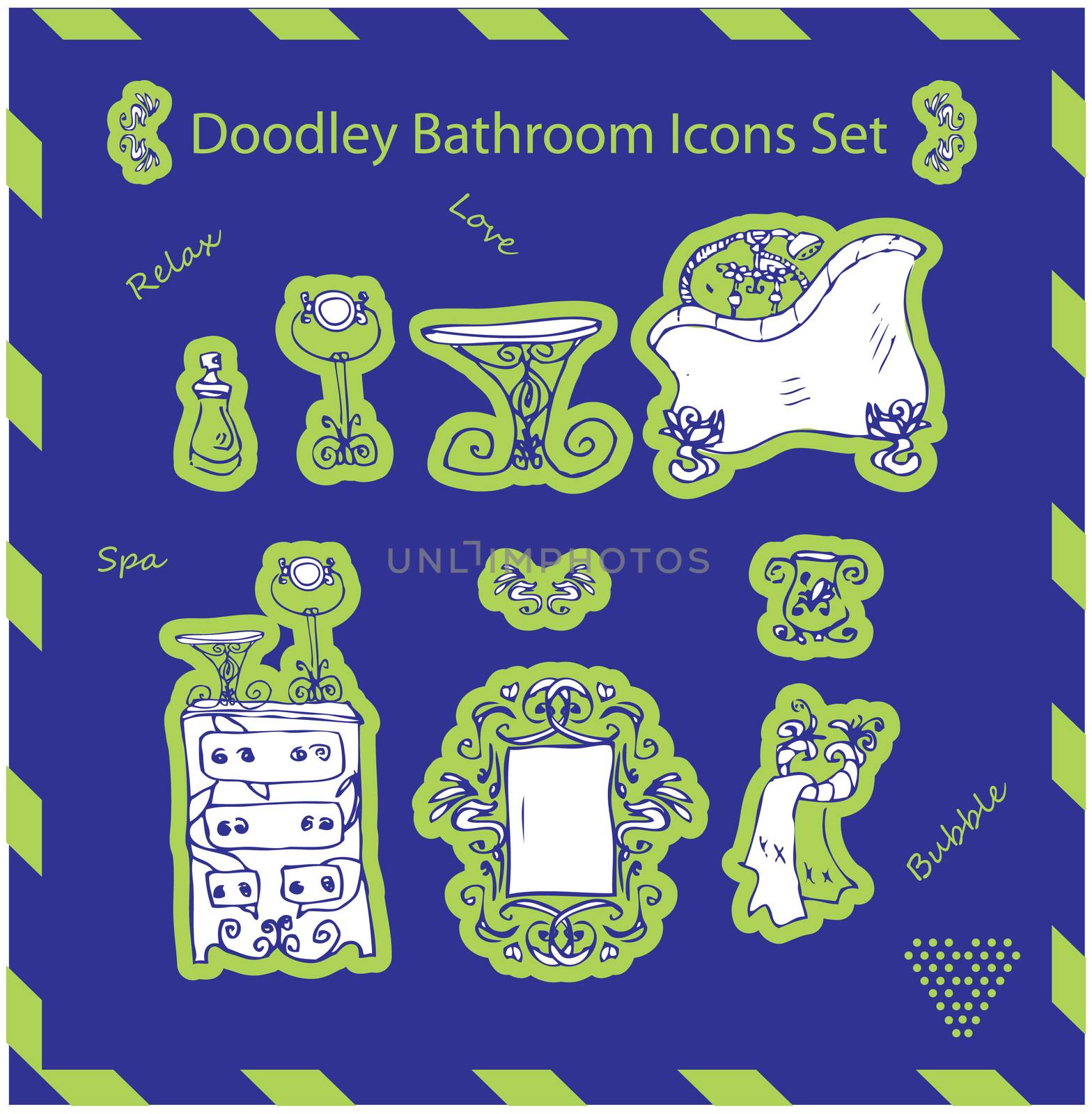  bathroom icons set doodley stickers template by tamaravector
