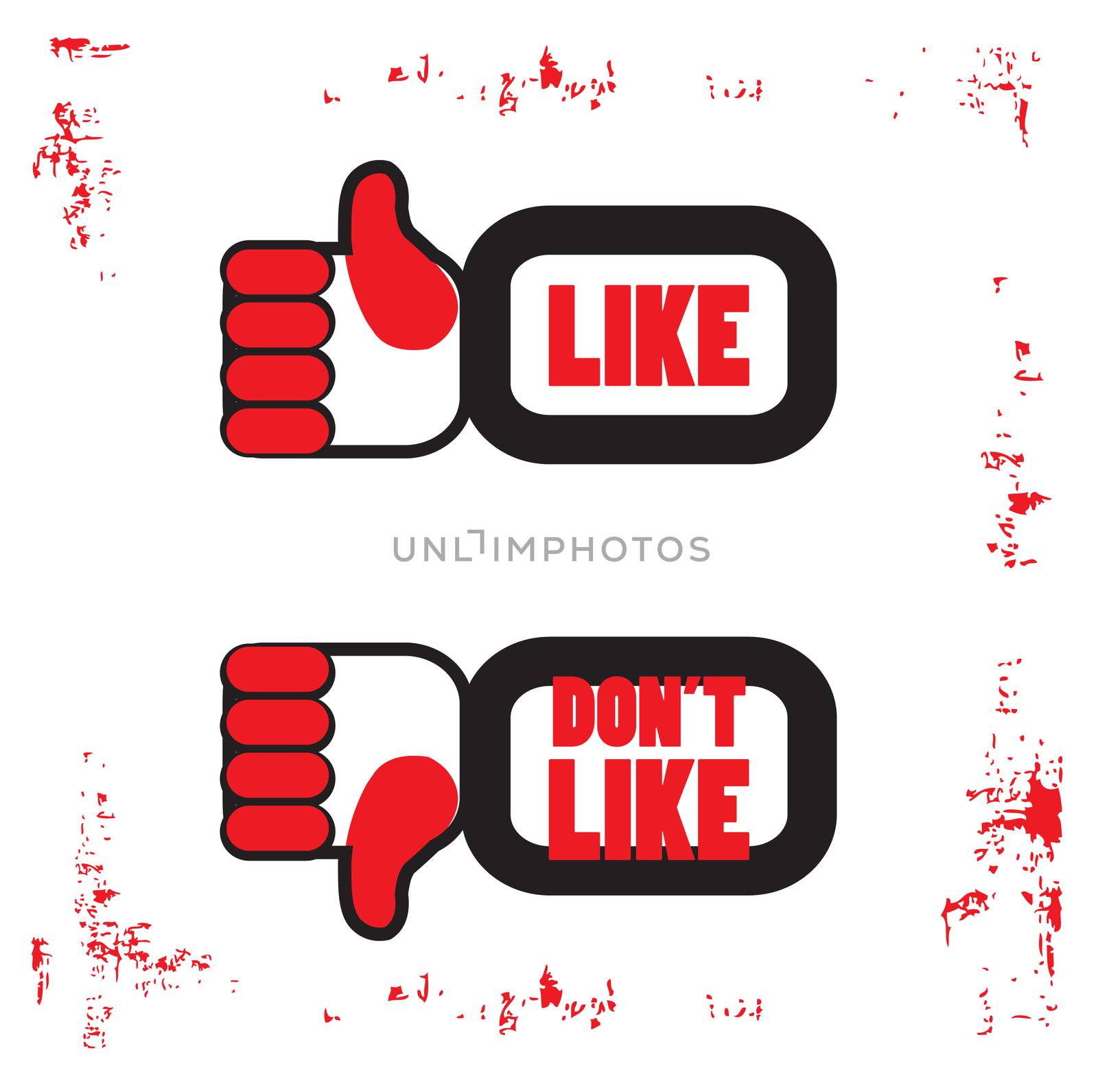 Like and unlike icons. Thumb up and thumb down signs for blogs a by tamaravector