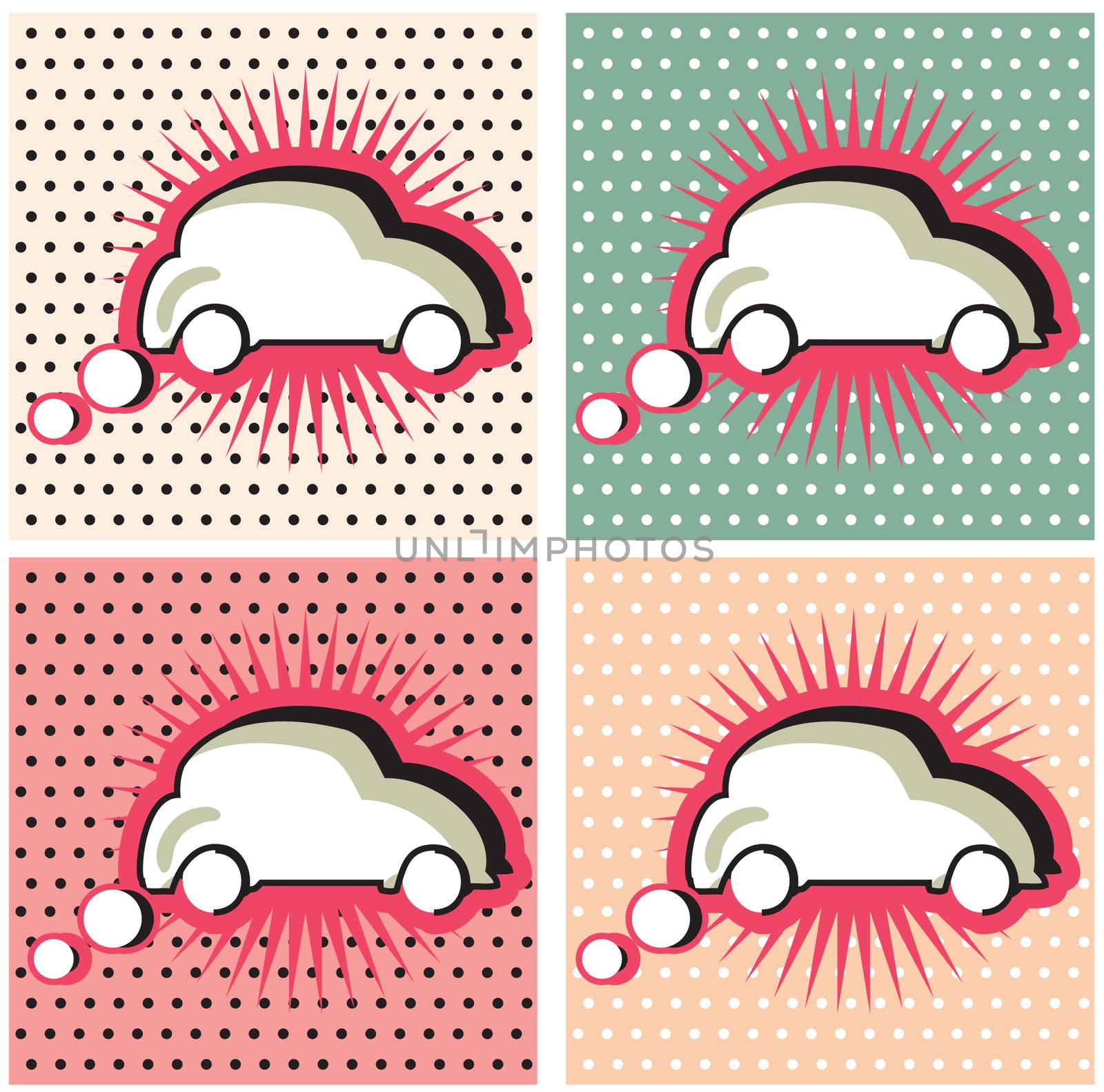 Retro Car Speech Bubble in Pop-Art Style comic sticker