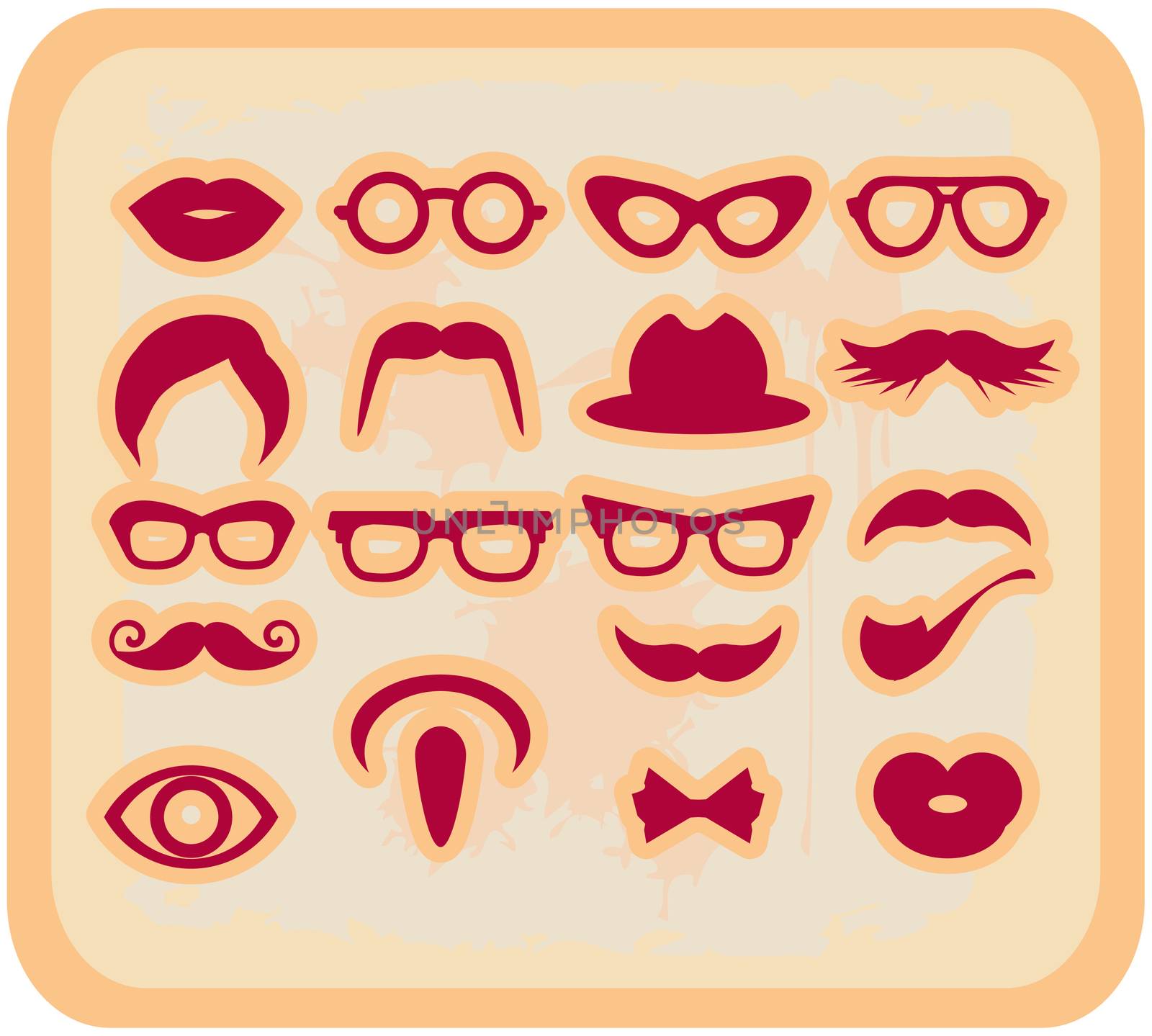 Vector grunge Mustaches and other Accessories Vector Set silhoue by tamaravector