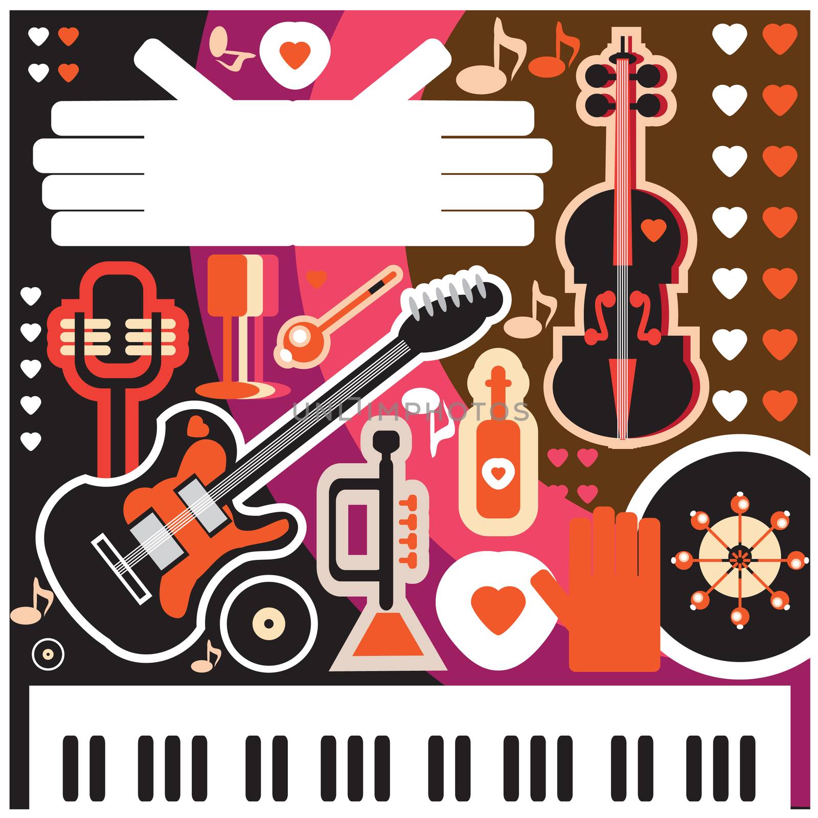 Abstract Music Background - vector illustration. Collage with mu by tamaravector
