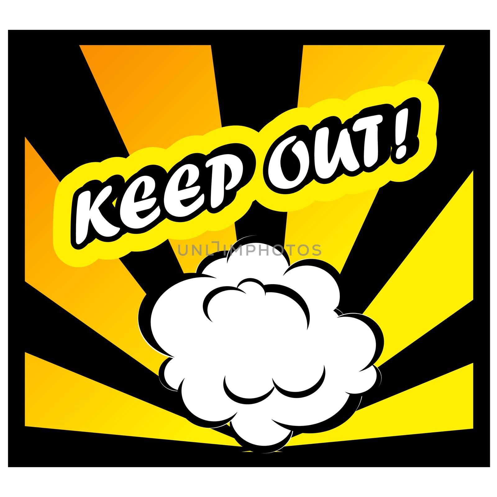 Comic book background Keep out! sign Card Pop Art office stamp with the word Keep out