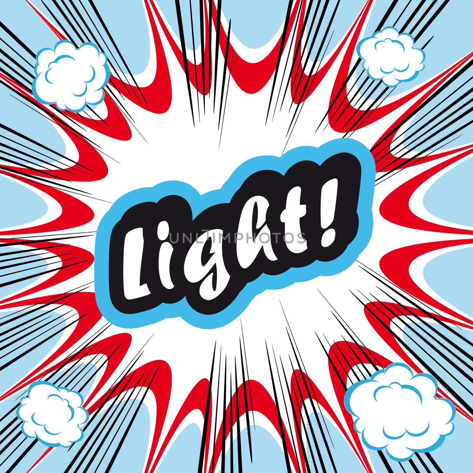 Comic book background Light! concept or conceptual cute Light text on pop art background for your designs or presentations