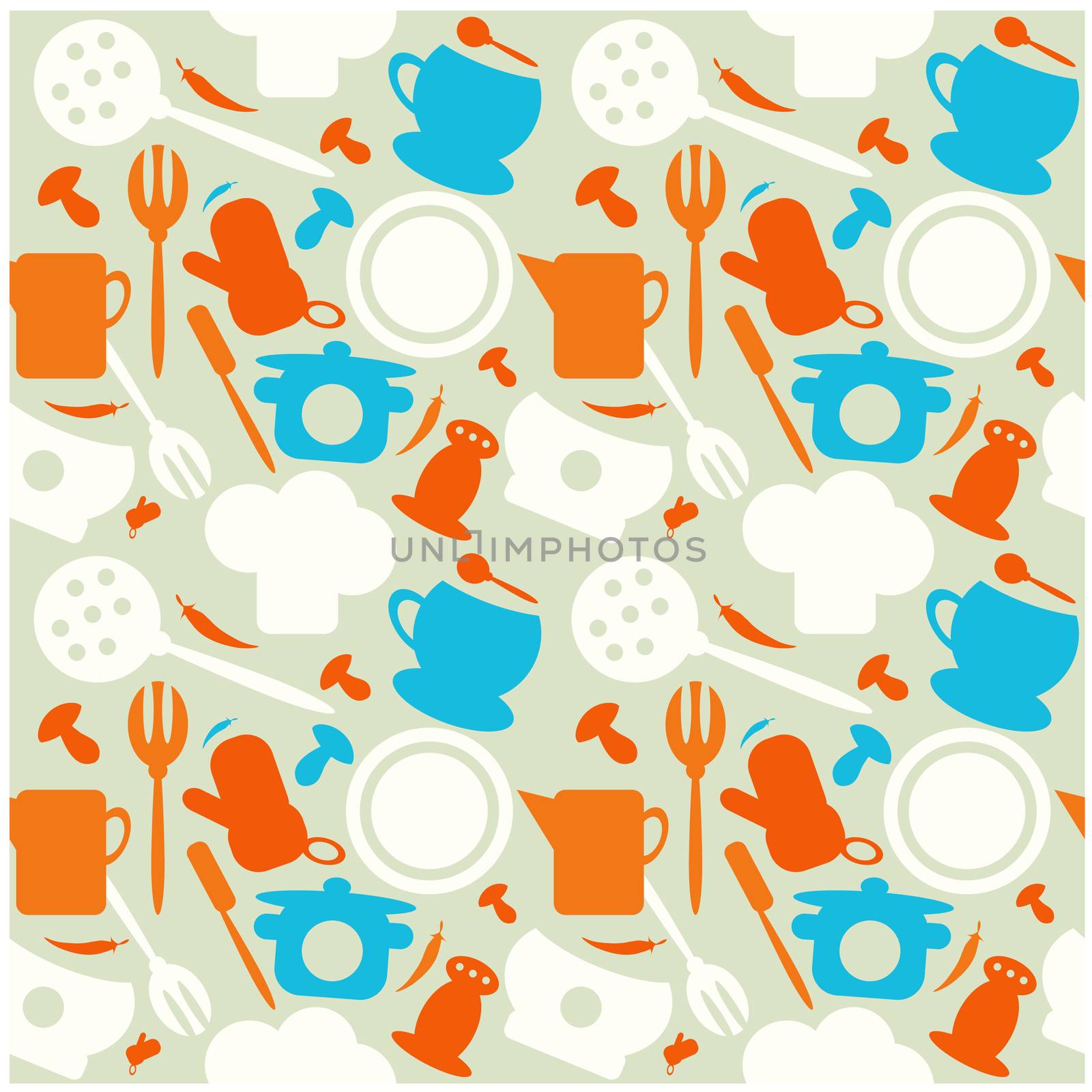 Background seamless kitchen pattern. vector illustration by tamaravector