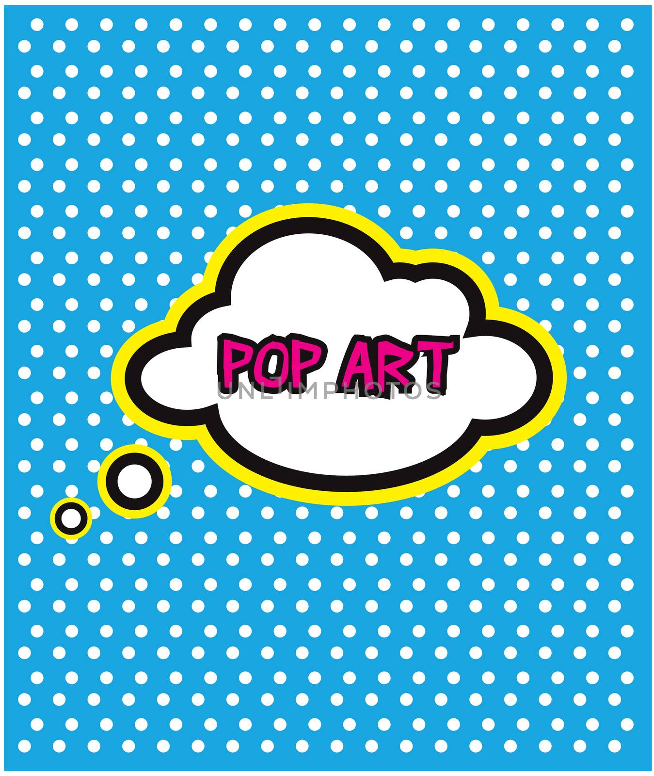 Pop Art cloud bubble on dot background