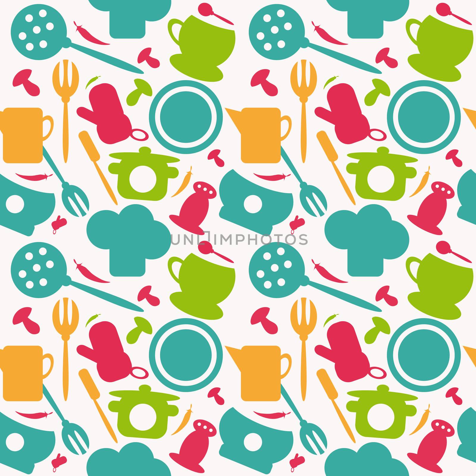 Background seamless kitchen pattern. vector illustration by tamaravector