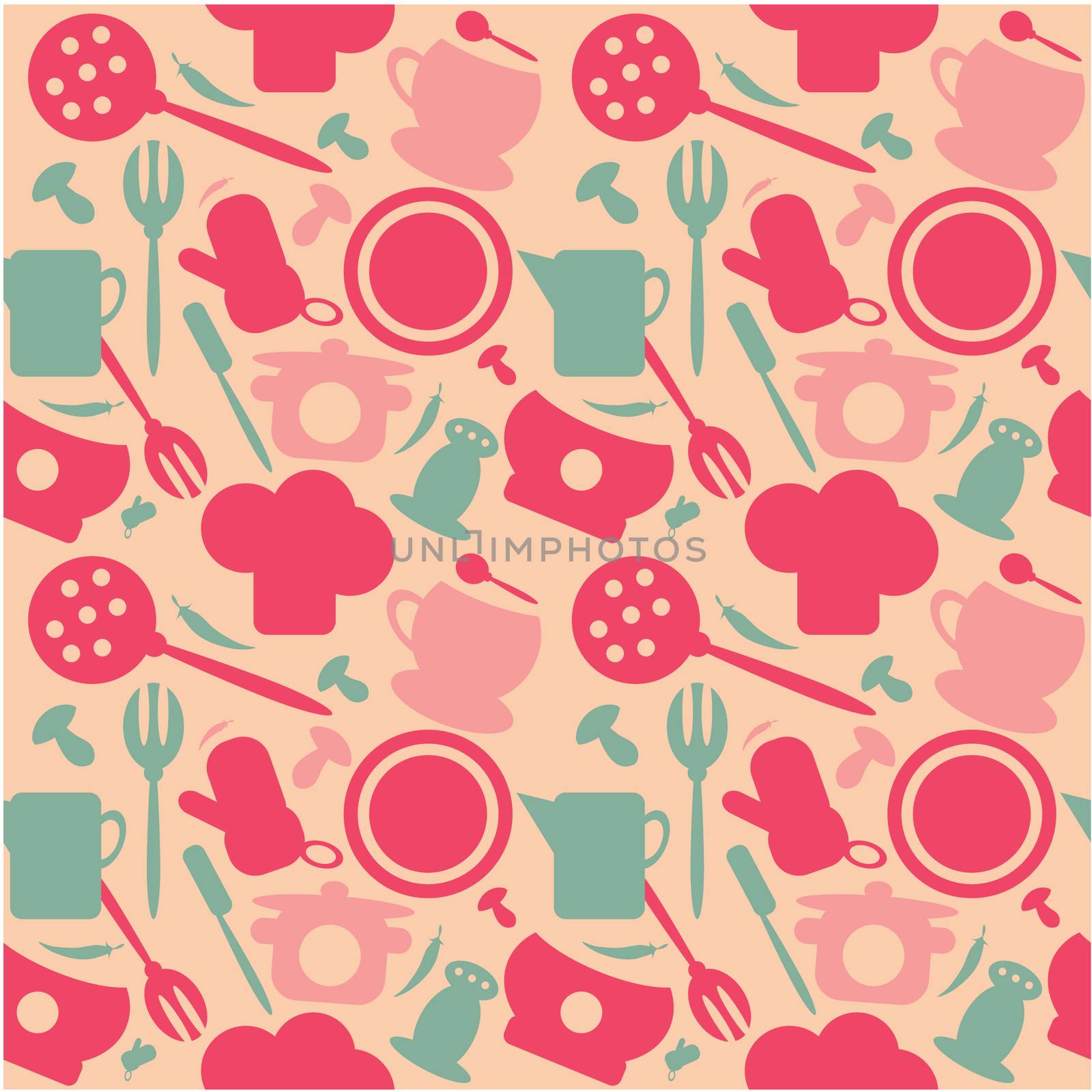 Background seamless kitchen pattern. vector illustration by tamaravector