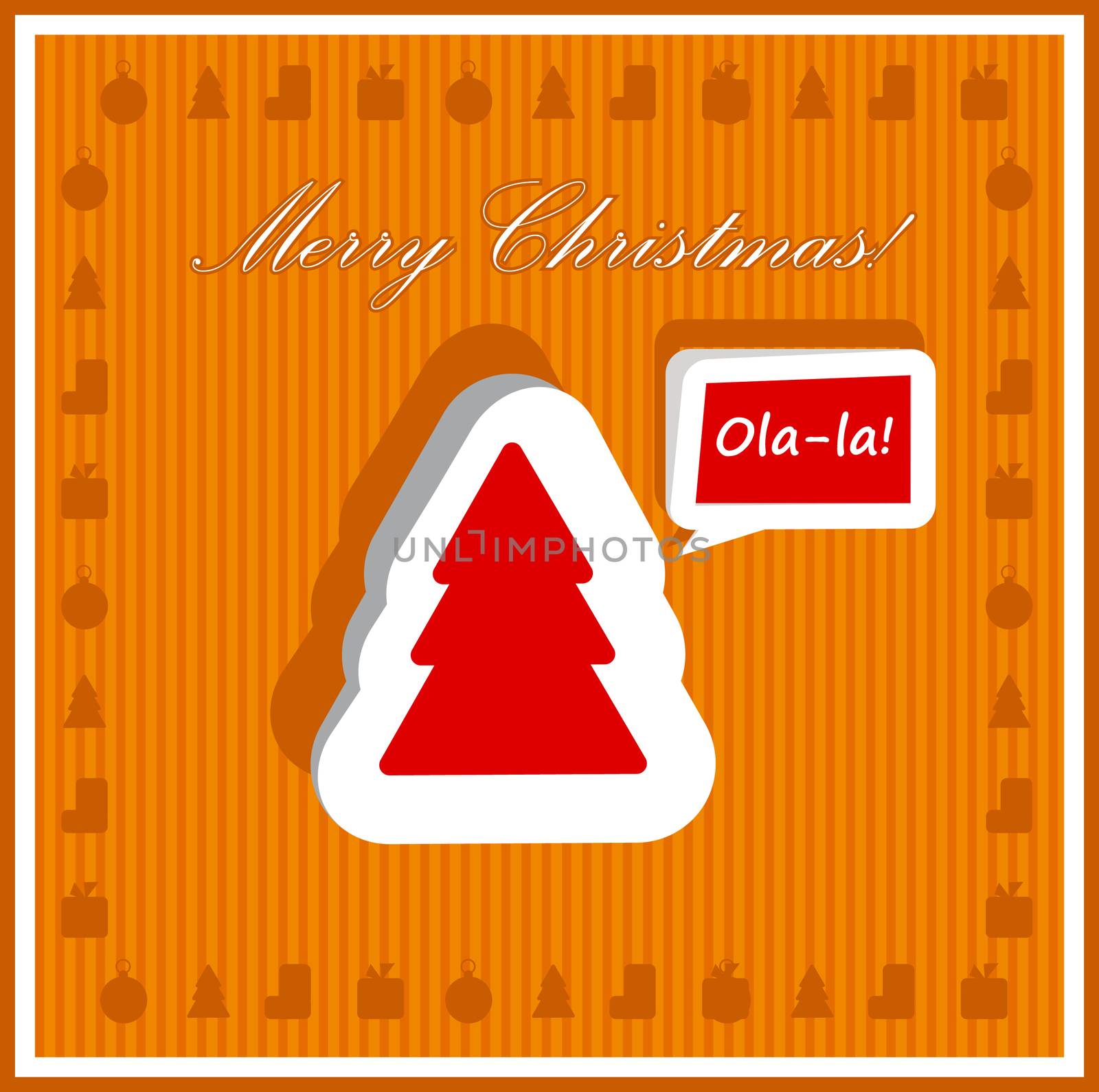 Merry Xmas Eve Talking Ola-la!Retro paper card poster background by tamaravector