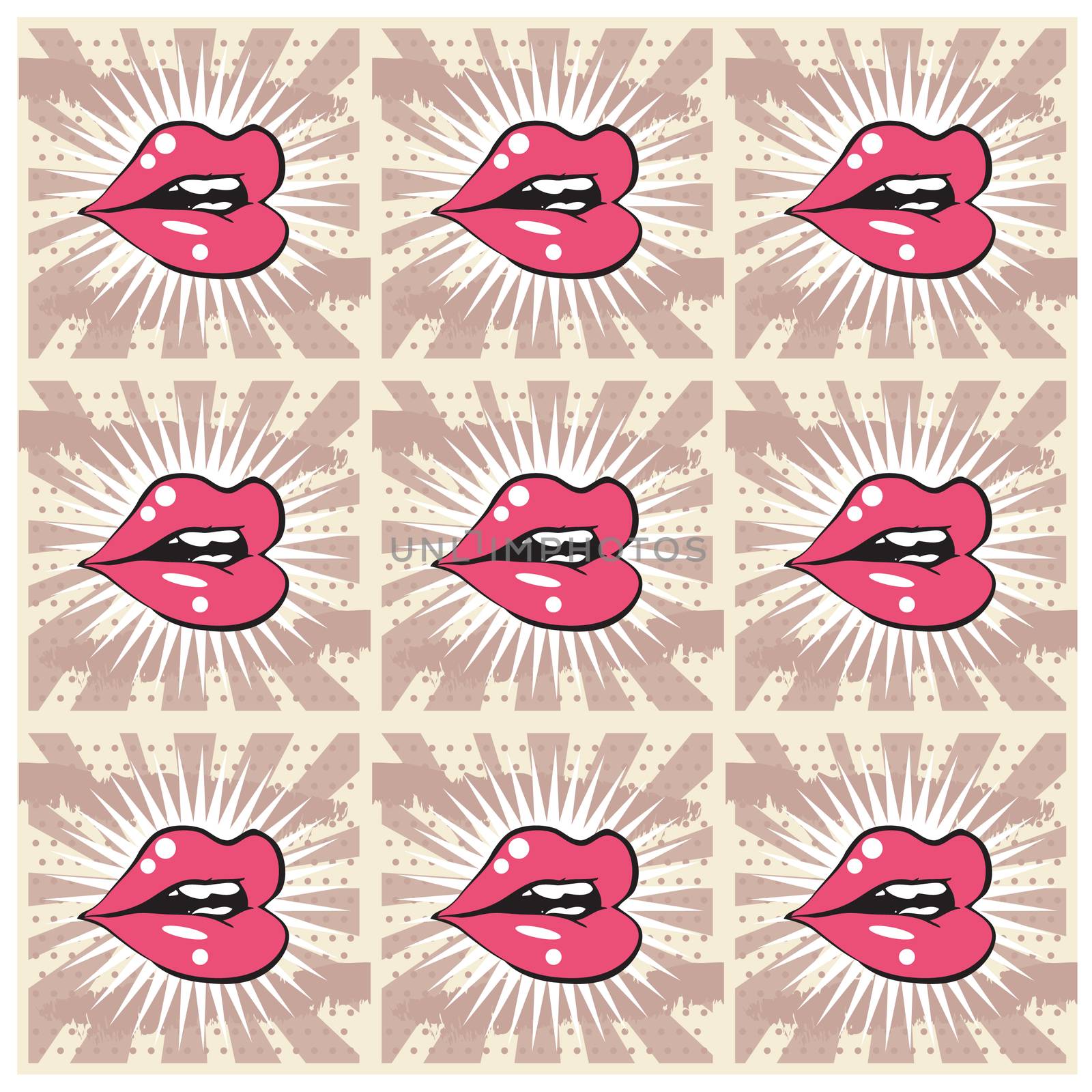 Retro background seamless lips print background