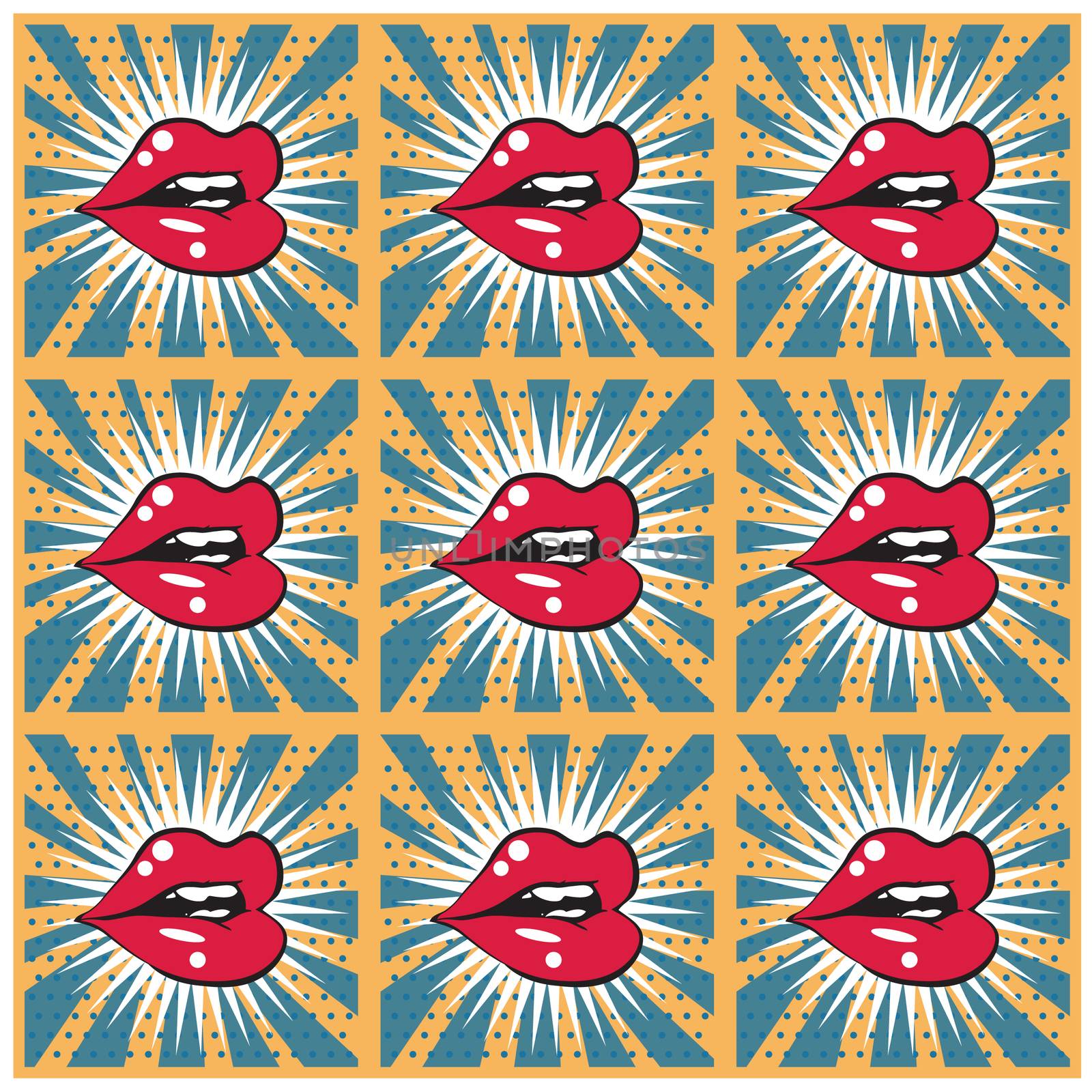 Retro background seamless lips print background