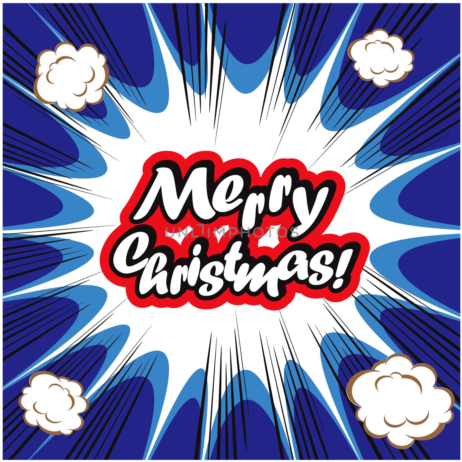 Comic book background Merry Christmas Card