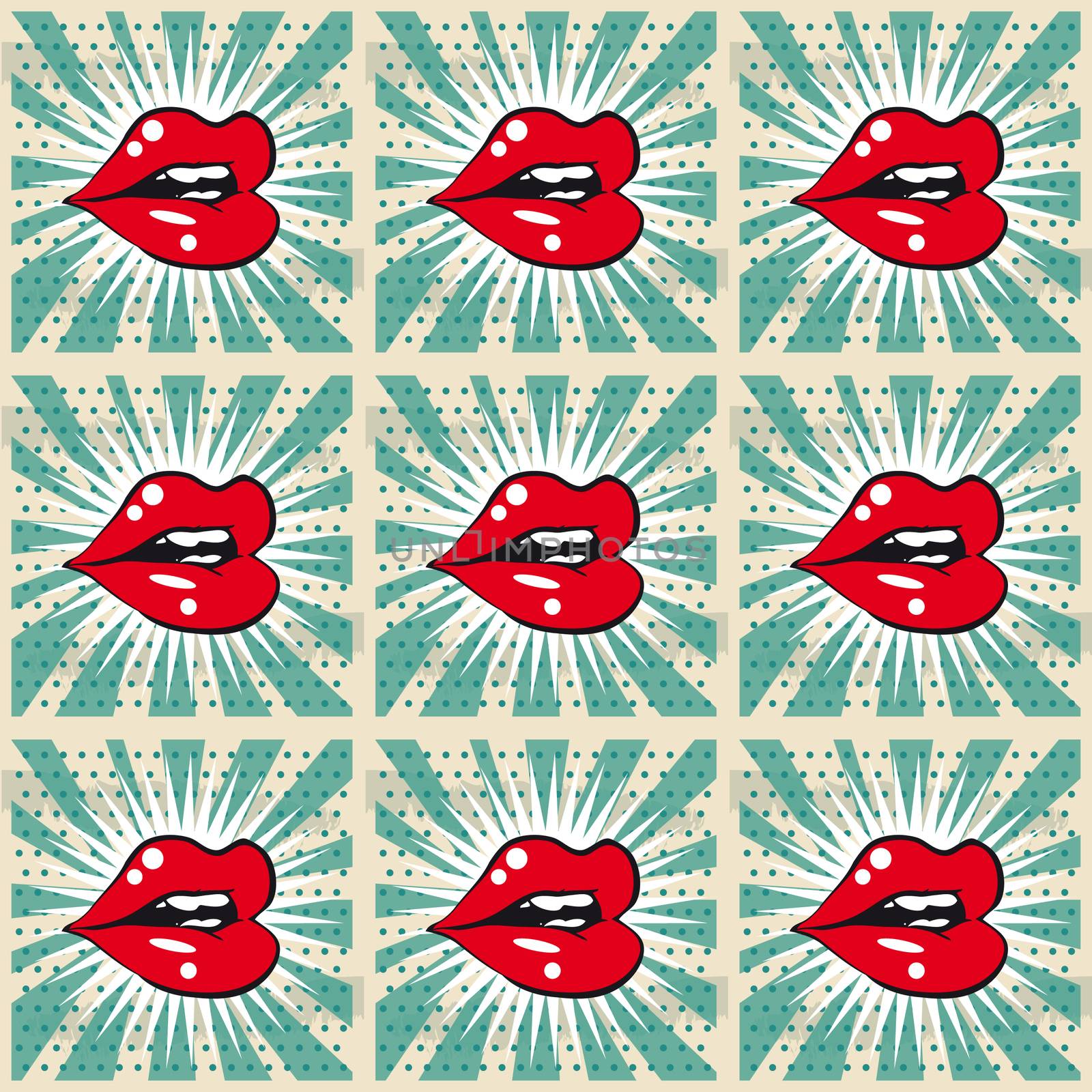 Retro background seamless lips print background by tamaravector