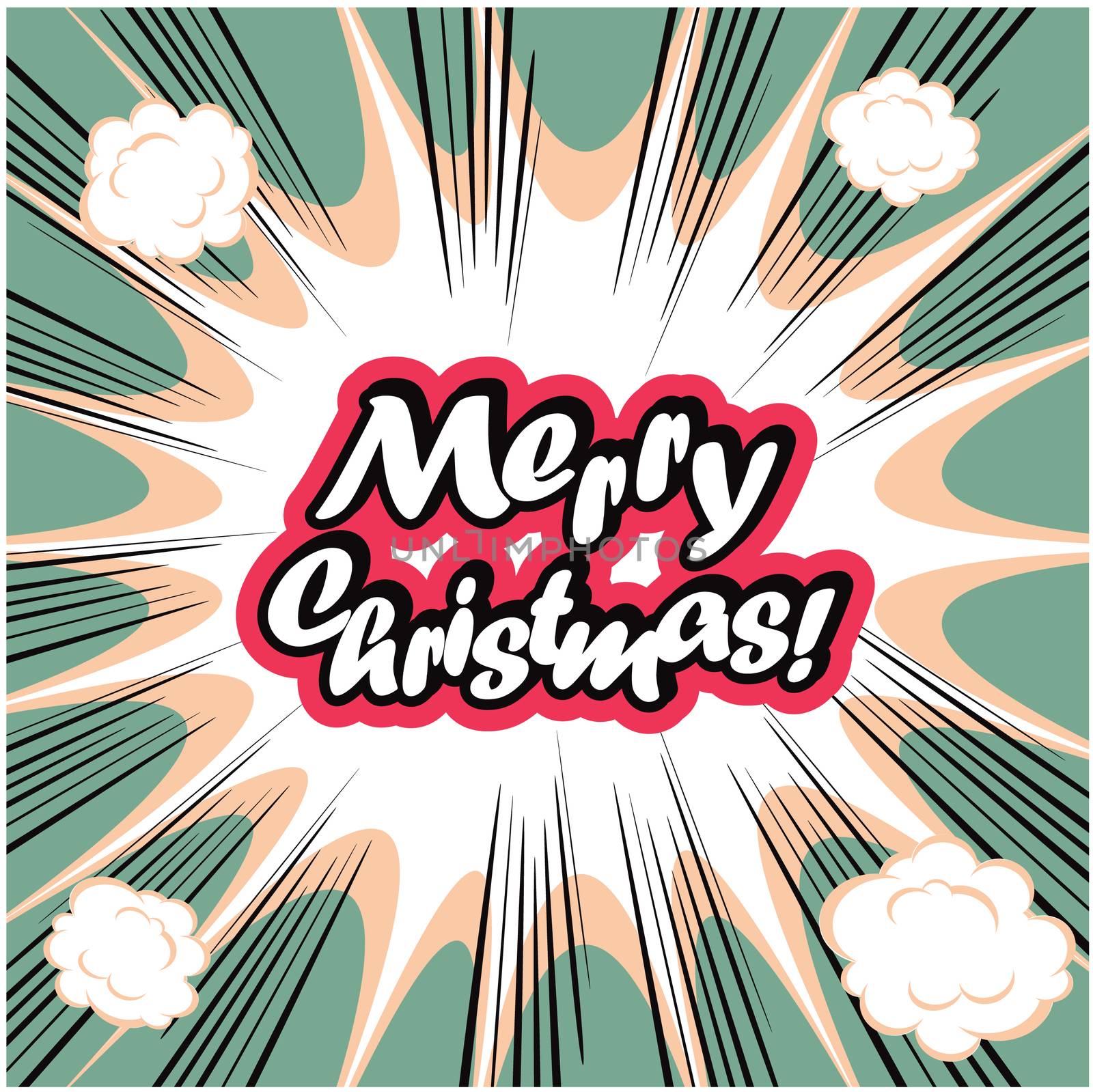 Comic book background Merry Christmas Card by tamaravector