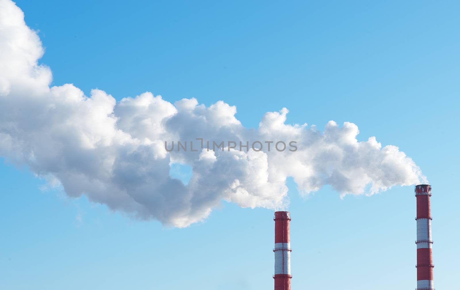  Atomic Power Stations with blue sky and clouds