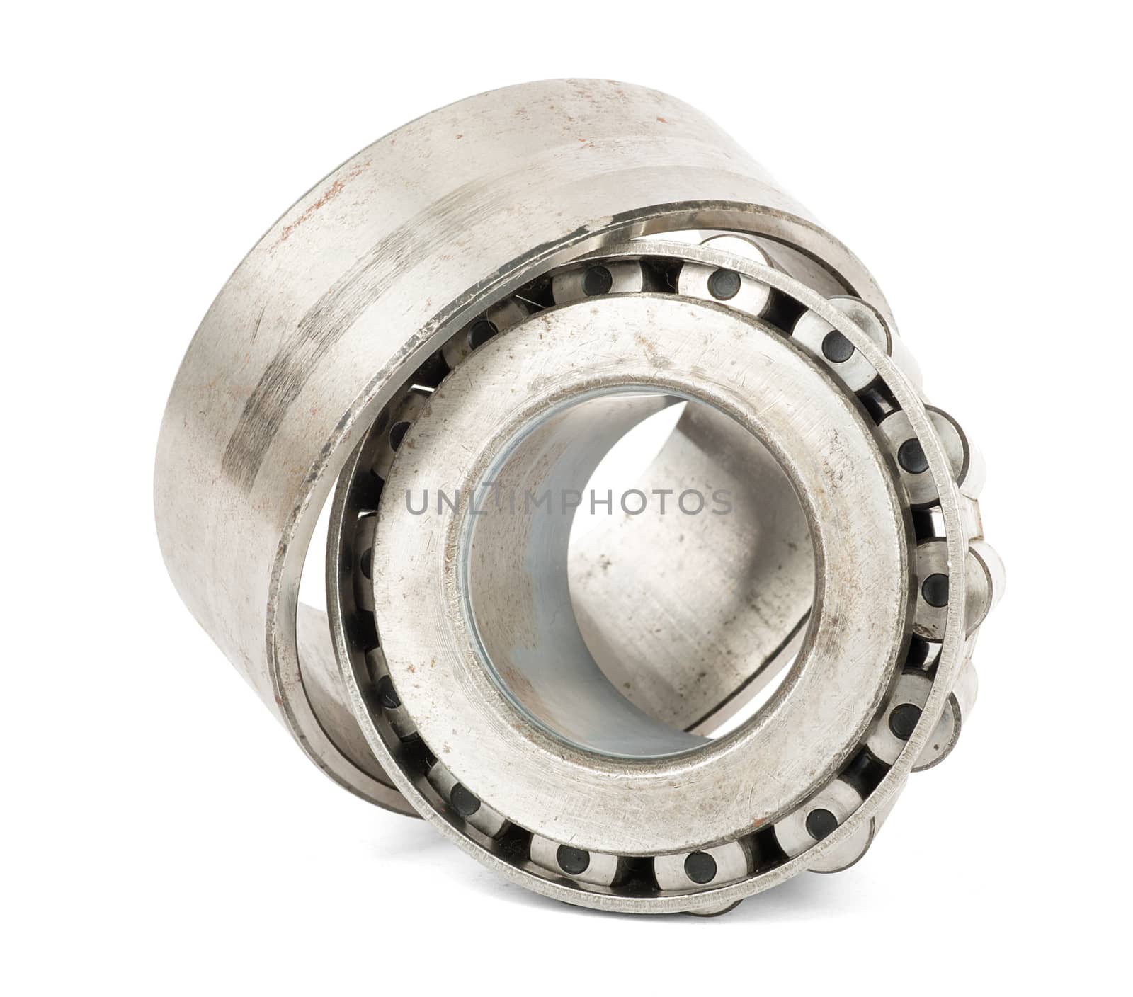 Roller bearing isolated on white background, closeup