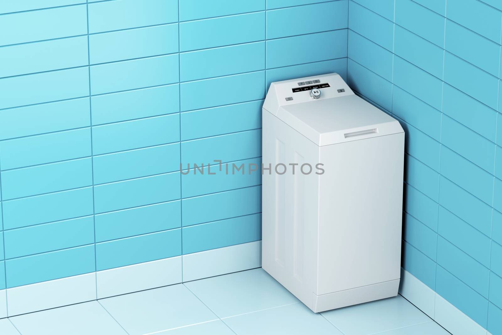 Top load washing machine in the bathroom