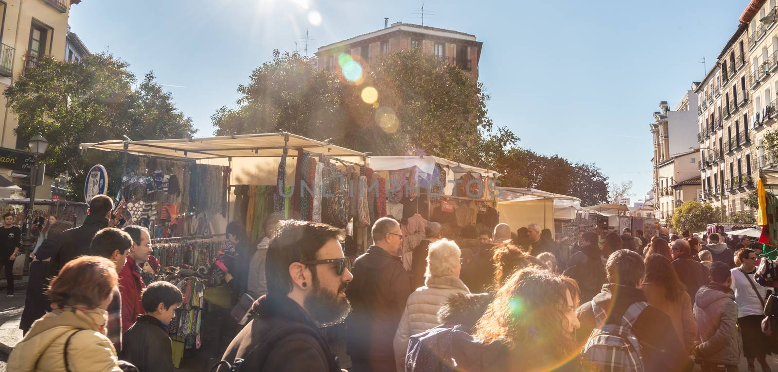 People on el Rastro flea market, Madrid, Spain. by kasto