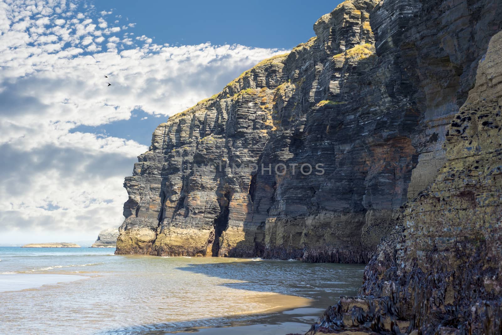 ballybunion cliffs on the wild atlantic way at low tide