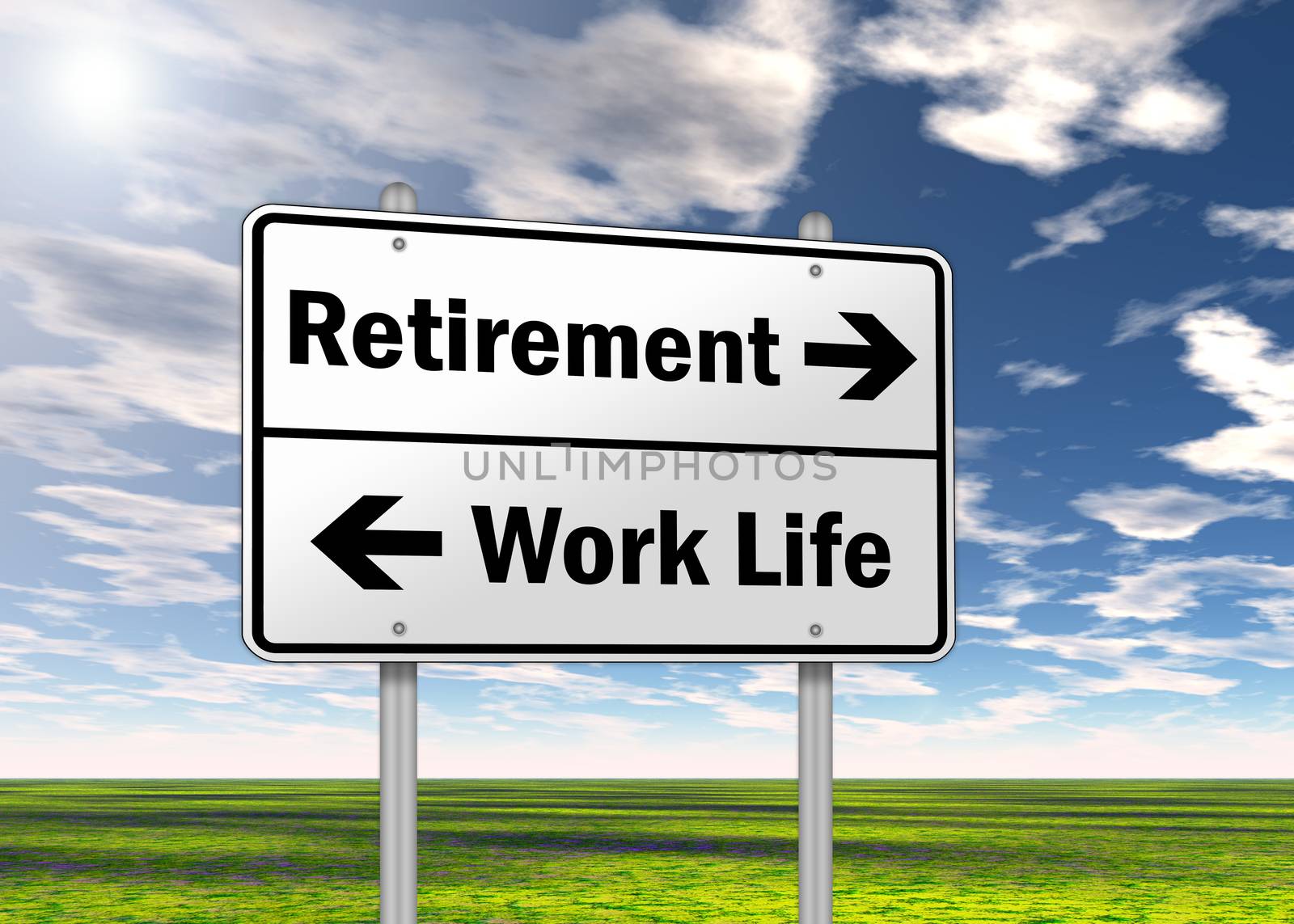 Traffic Sign "Retirement vs. Work Life"