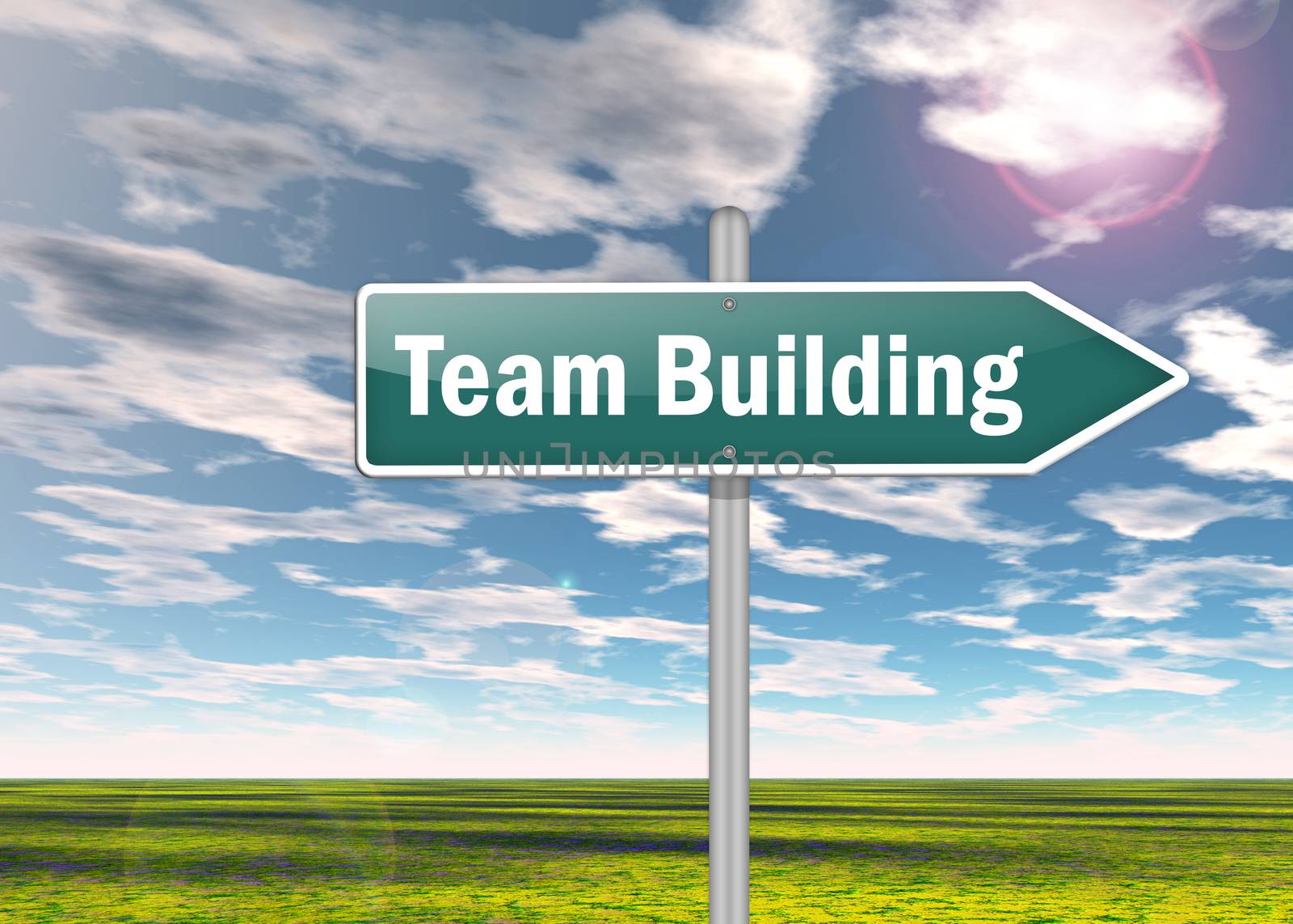 Signpost "Team Building"