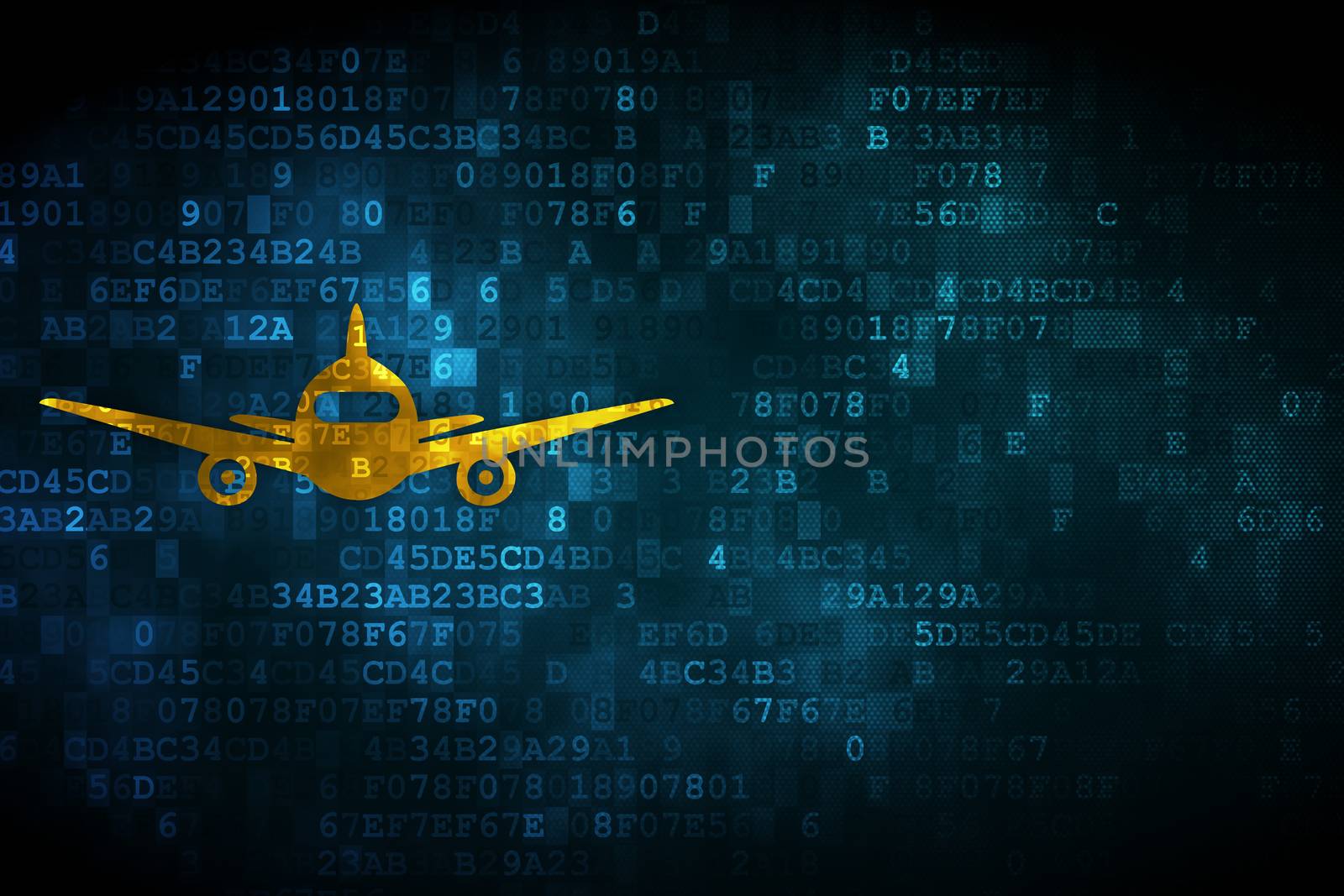 Tourism concept: Aircraft on digital background by maxkabakov
