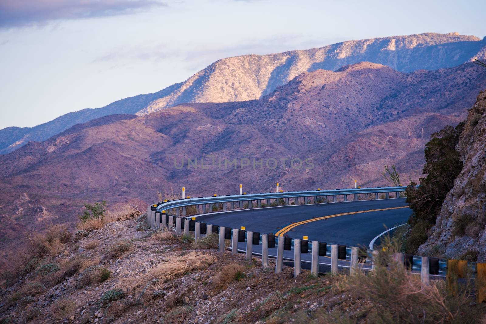 Mountain Road in Southern California. Coachella Valley Area. California, USA.