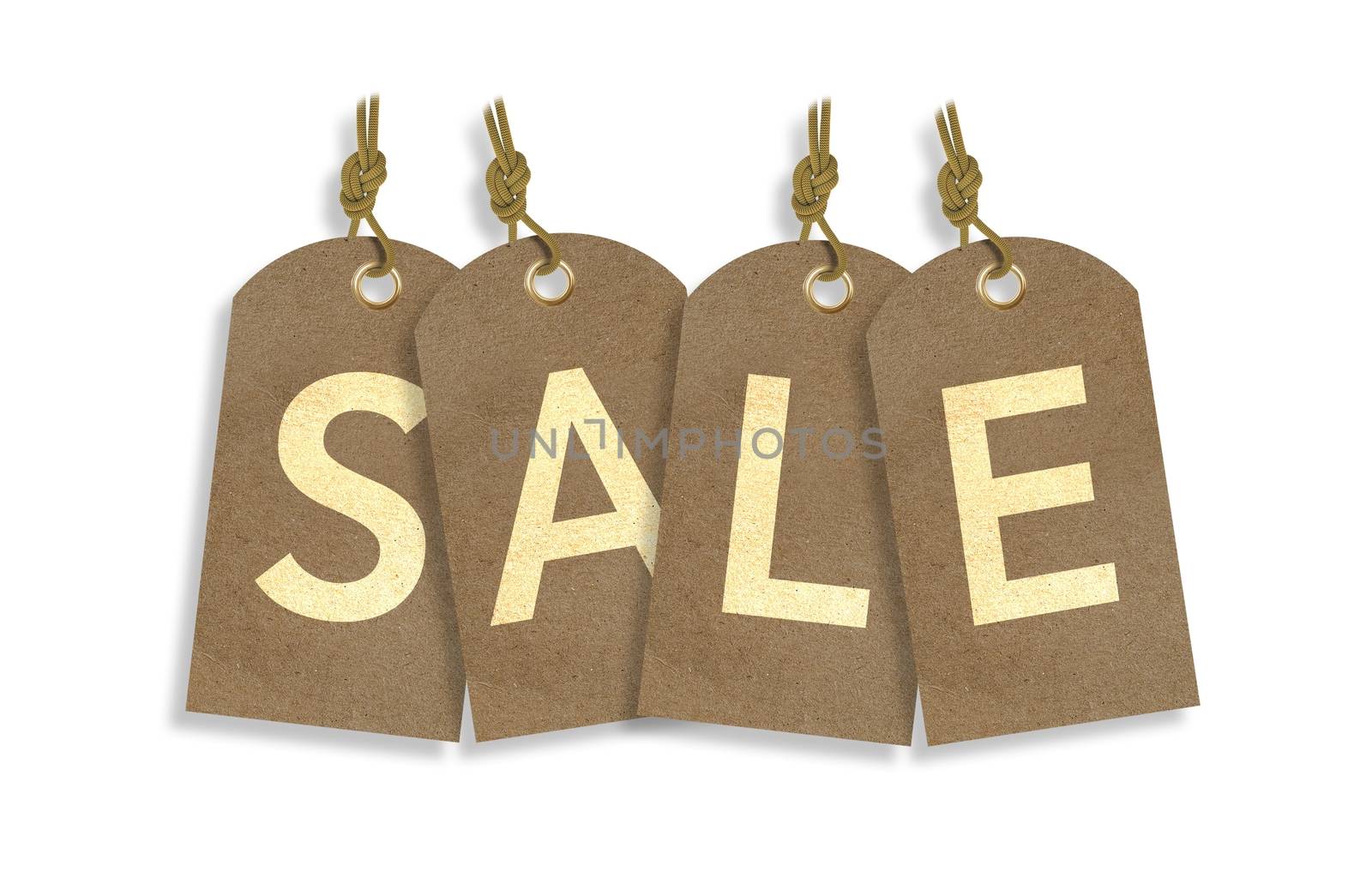 Sale Tags Isolated on White. Old Vintage Paper Tags Creating Word Sale.