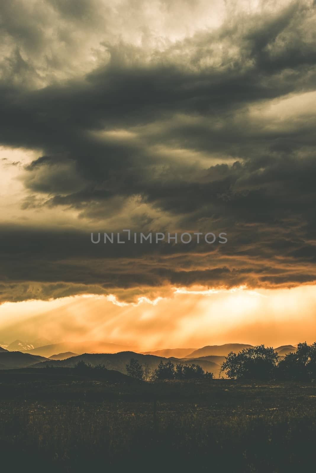 Storm Clouds. Stormy Front Range Landscape in Colorado, United States.