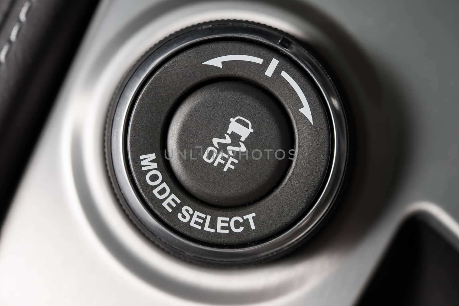 Driving Mode Selection Button Closeup. Modern Car Driving Technology.