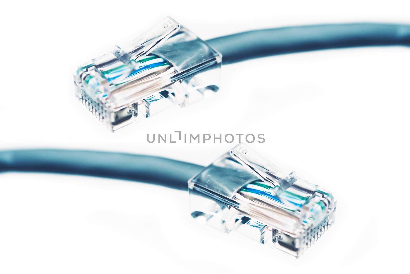 Ethernet Cable Isolated on White Background. RJ45 Cable.