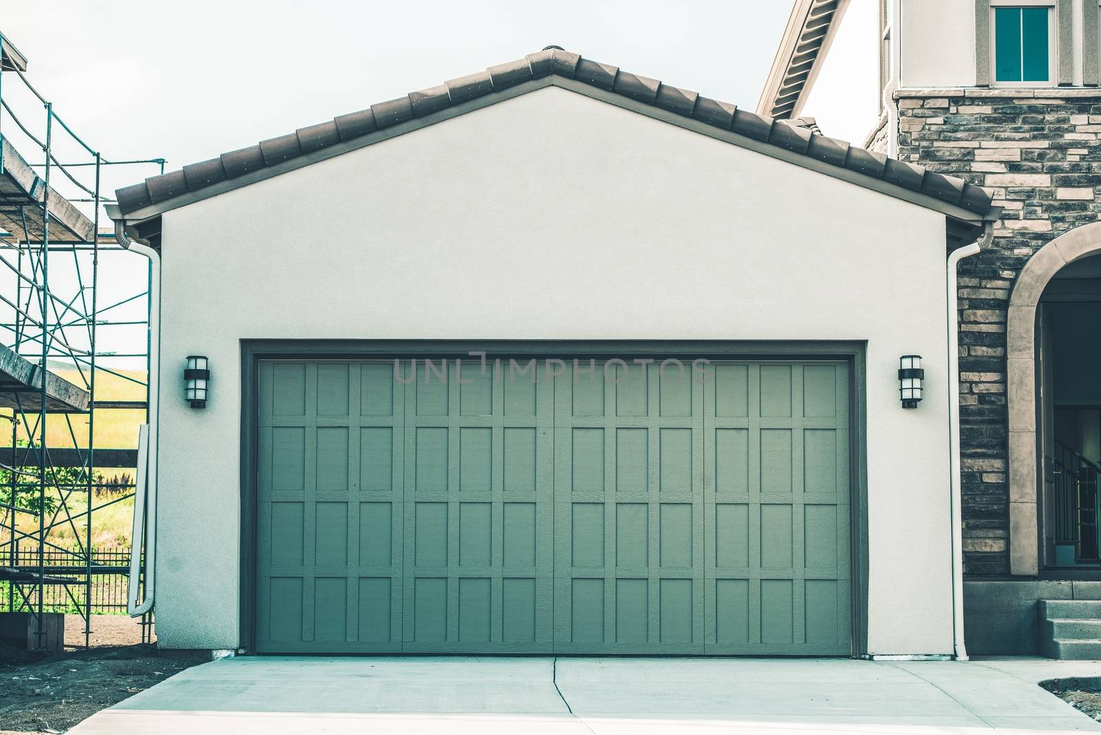 Two Cars Residential Modern Garage.