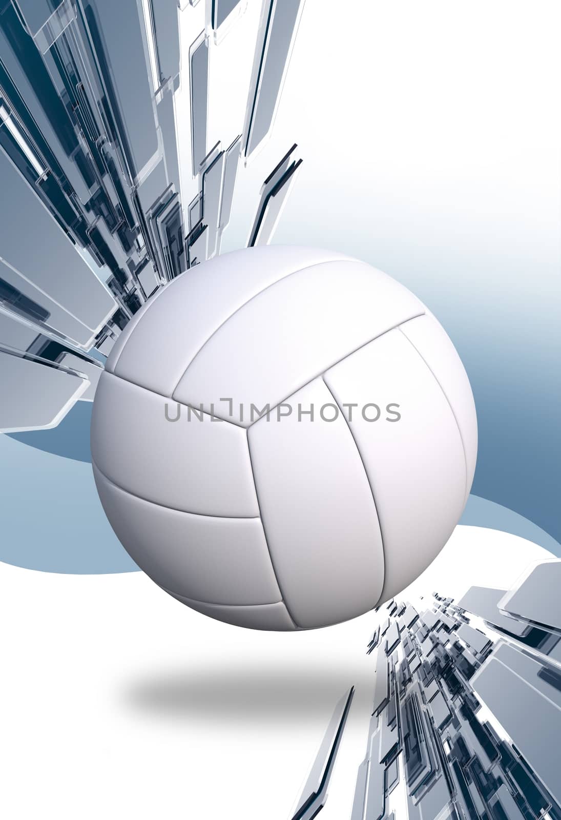 Light Blue 3D Volleyball Tournament Background. Vertical Volleyball Tournament Layout.