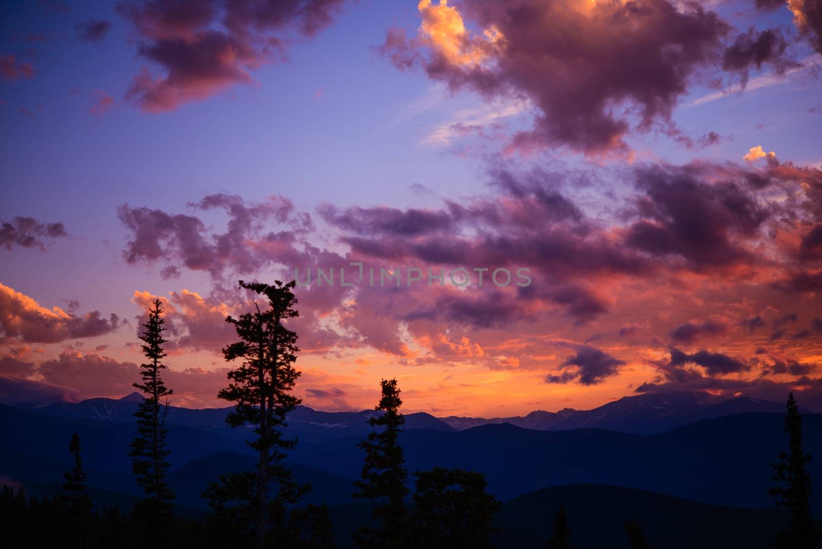 Mountain Landscape Sunset. Sunset Colorado Cloudscape