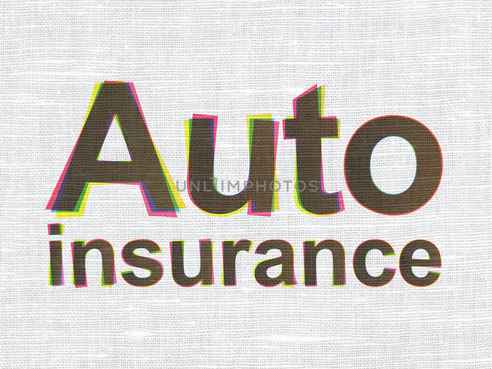 Insurance concept: CMYK Auto Insurance on linen fabric texture background